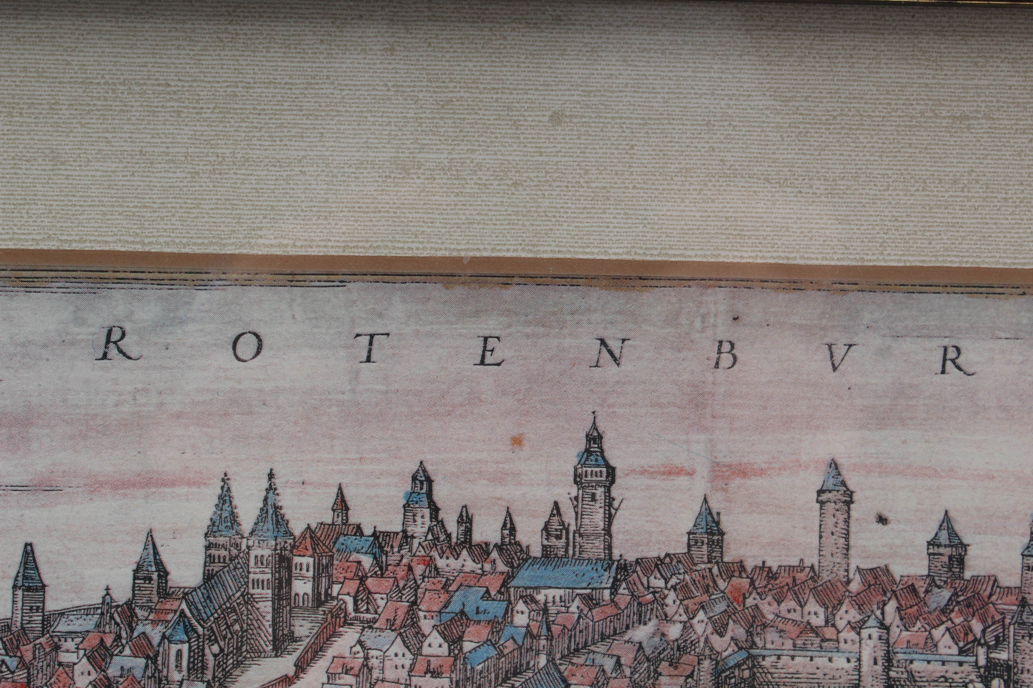 Offset Lithograph Depicting German Medieval Town Rothenburg ob der Tauber