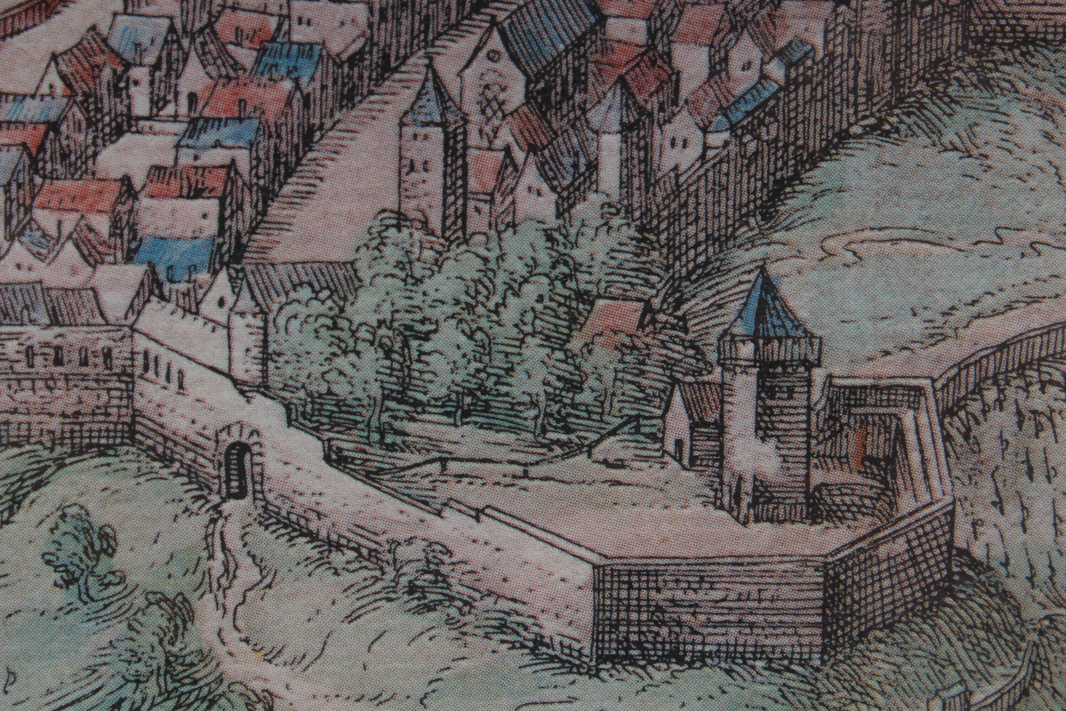 Offset Lithograph Depicting German Medieval Town Rothenburg ob der Tauber