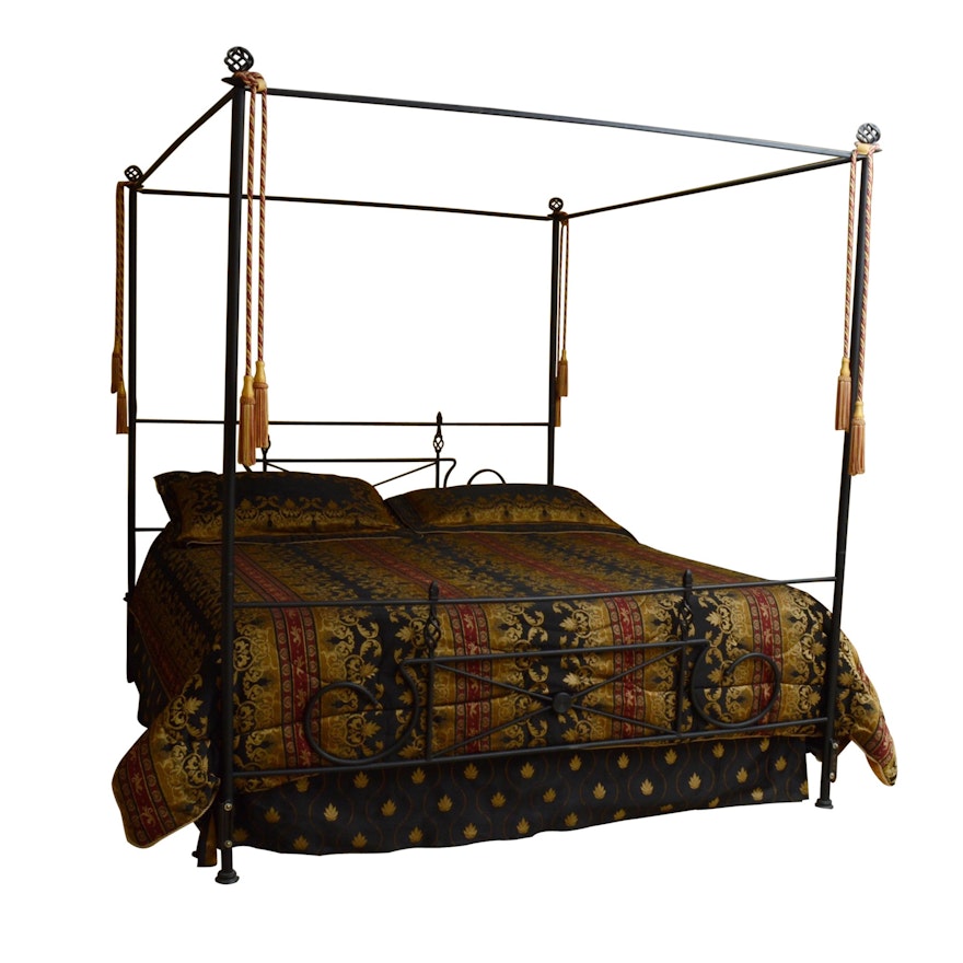 Wrought Iron Four Poster Bed (King)