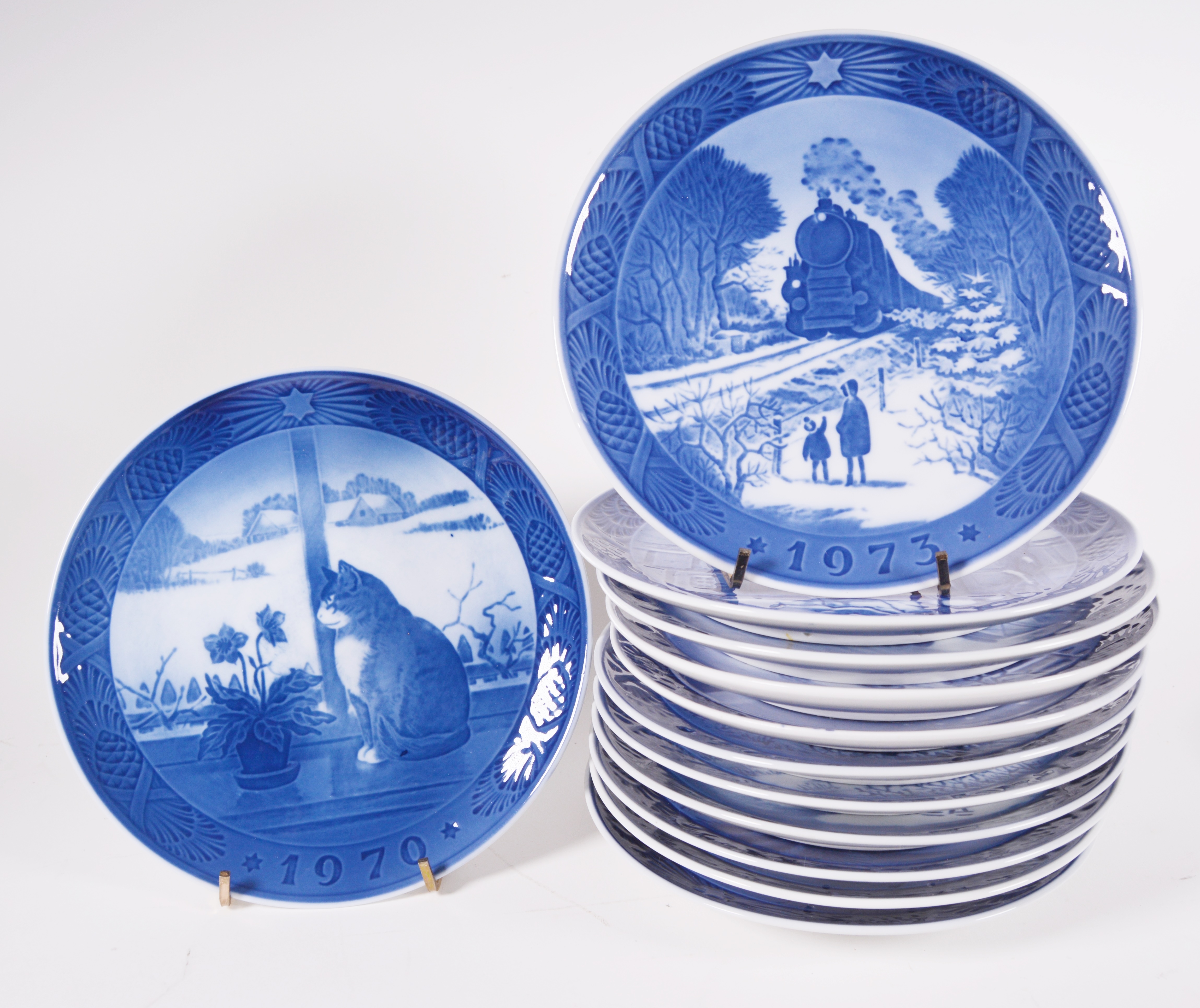 Royal Copenhagen Porcelain Christmas Plates, Set of Fourteen