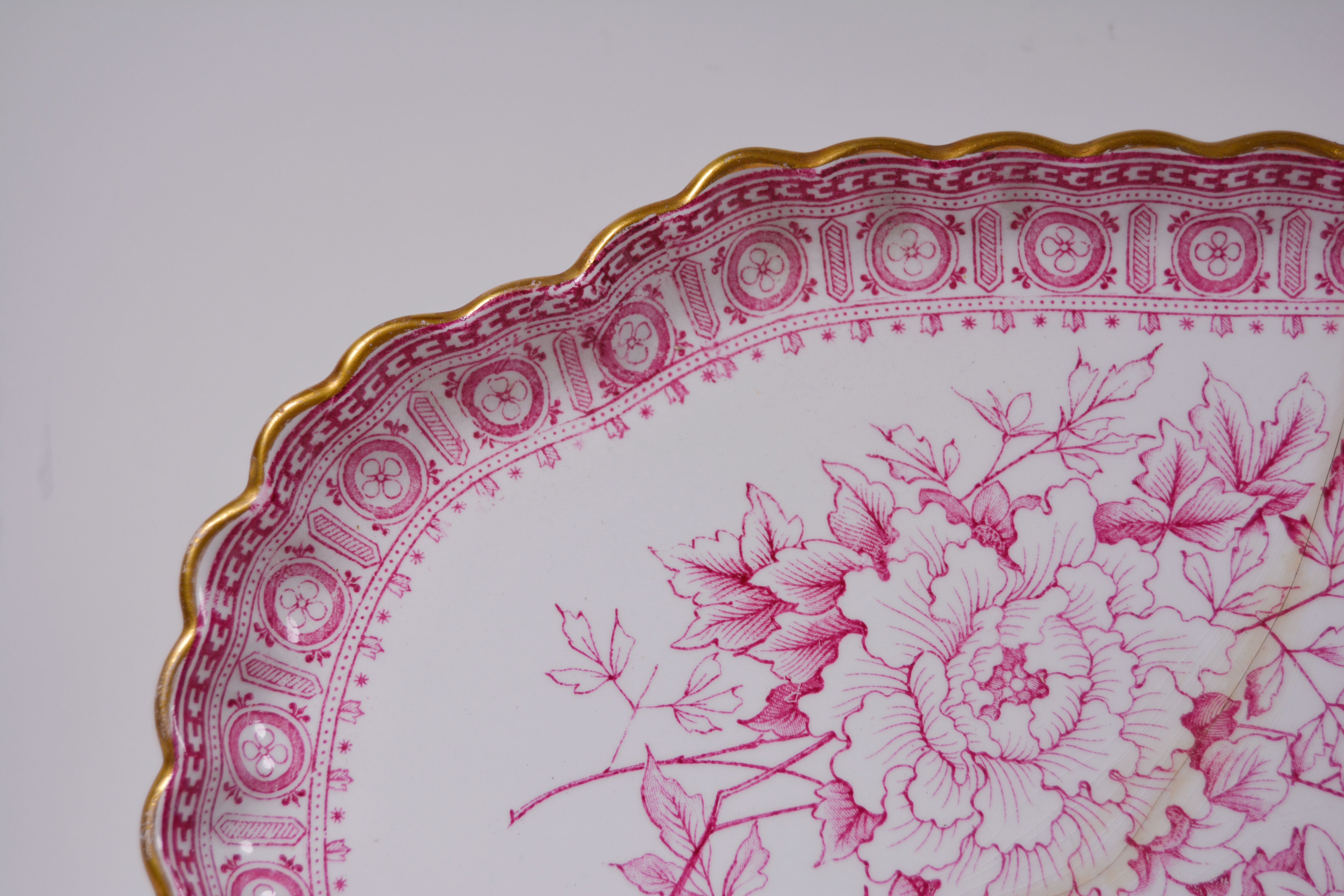 Antique Copeland Spode Pink and Gilt Porcelain Tea Set