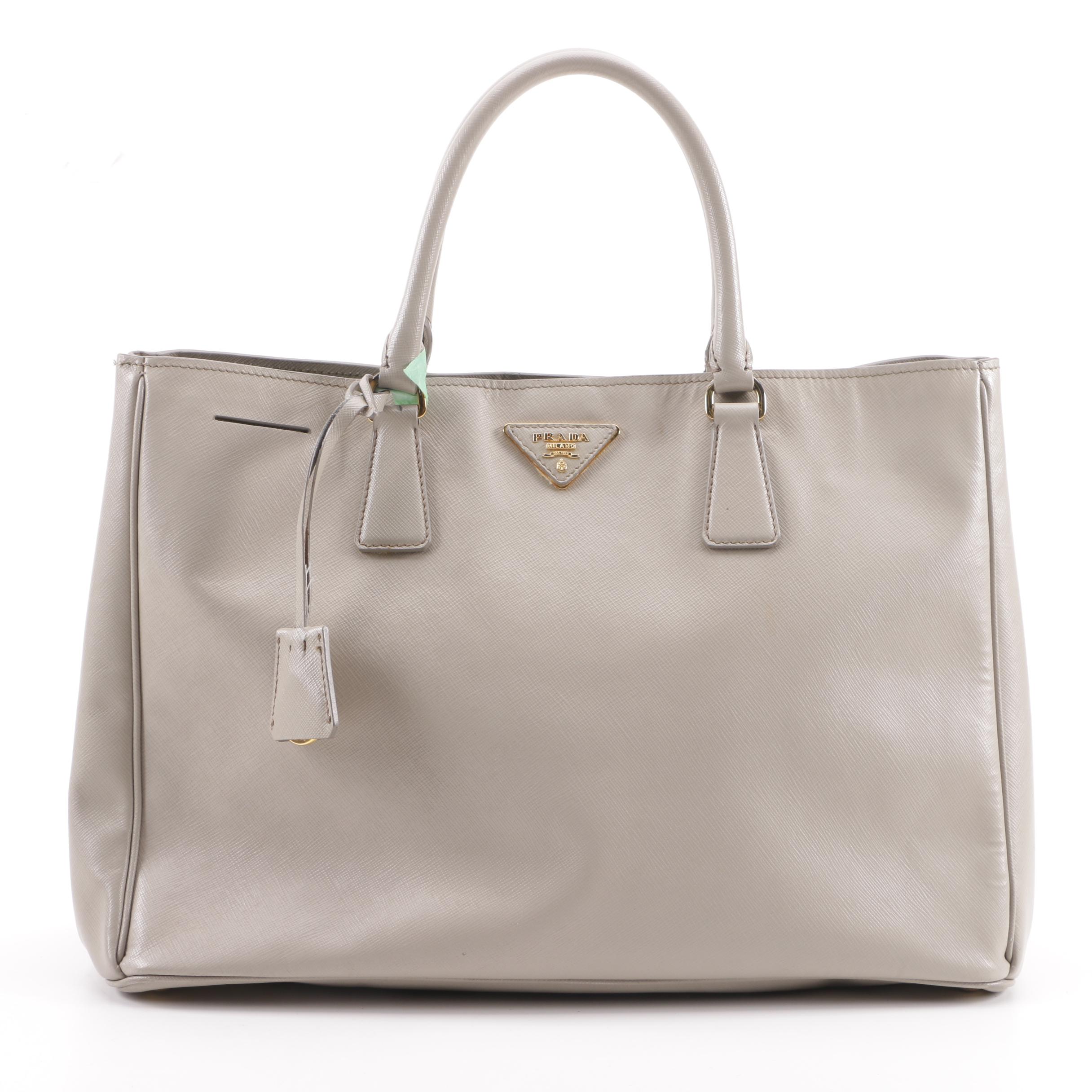Prada Galleria Large Executive Tote in Argilla Saffiano Leather