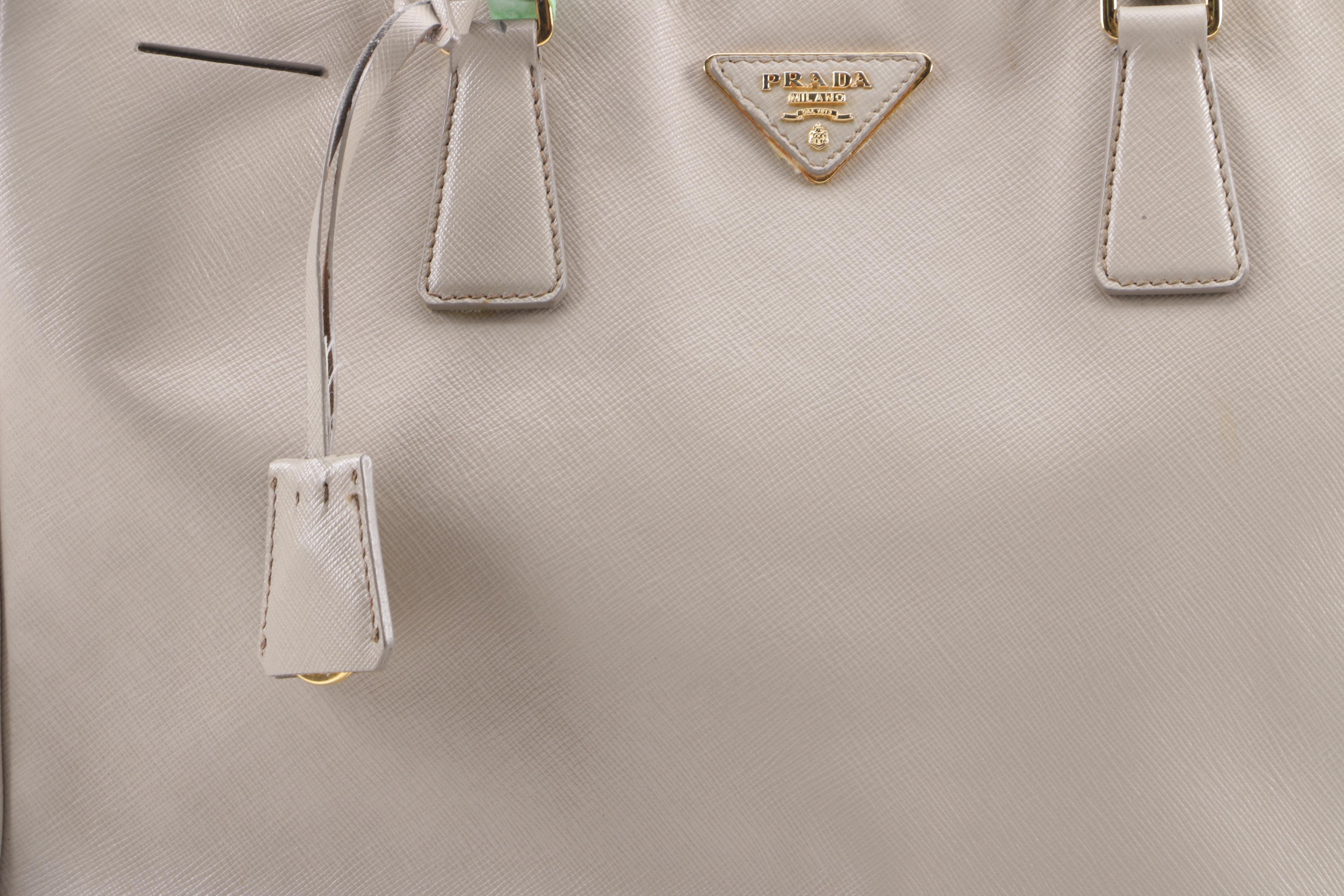 Prada Galleria Large Executive Tote in Argilla Saffiano Leather