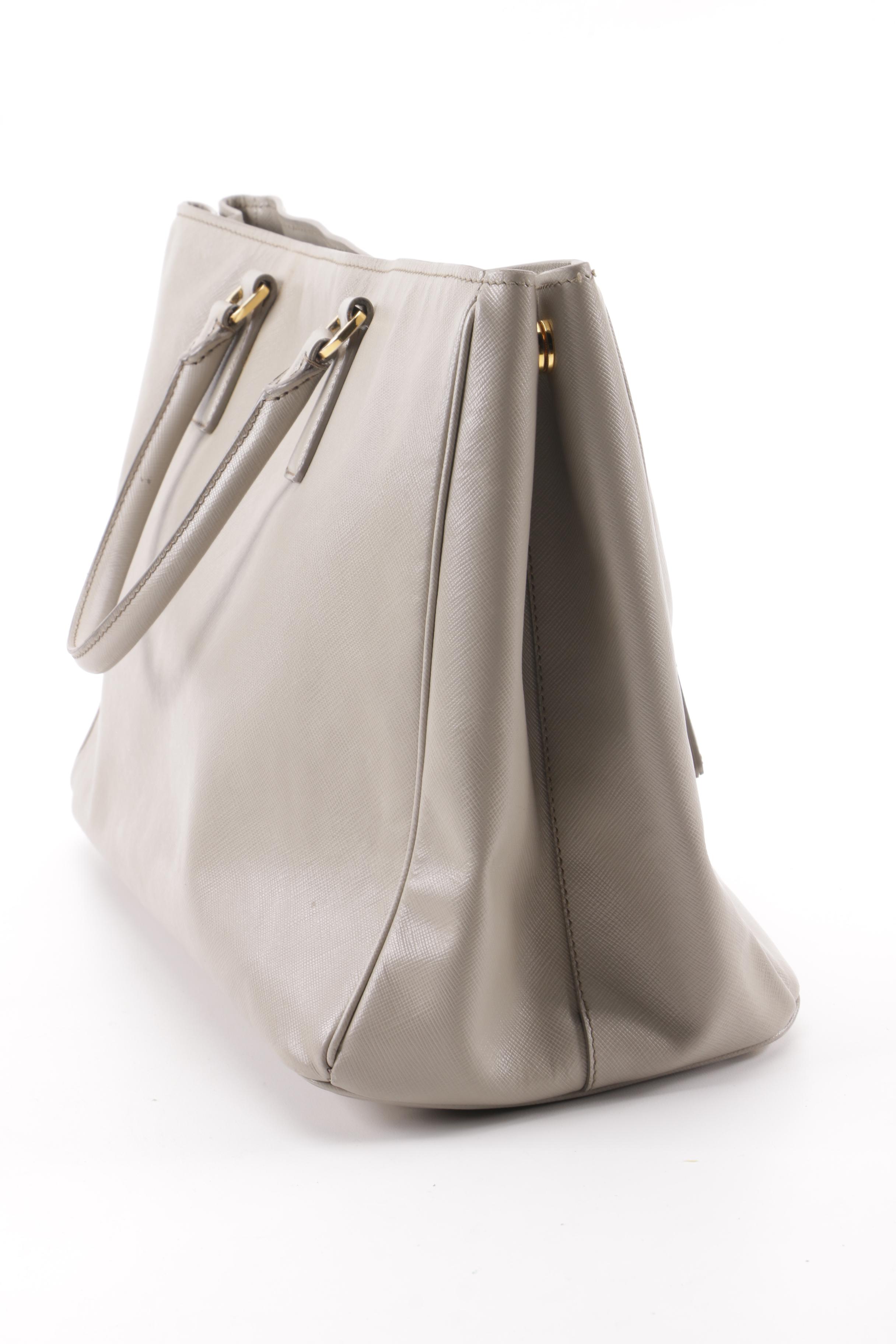 Prada Galleria Large Executive Tote in Argilla Saffiano Leather