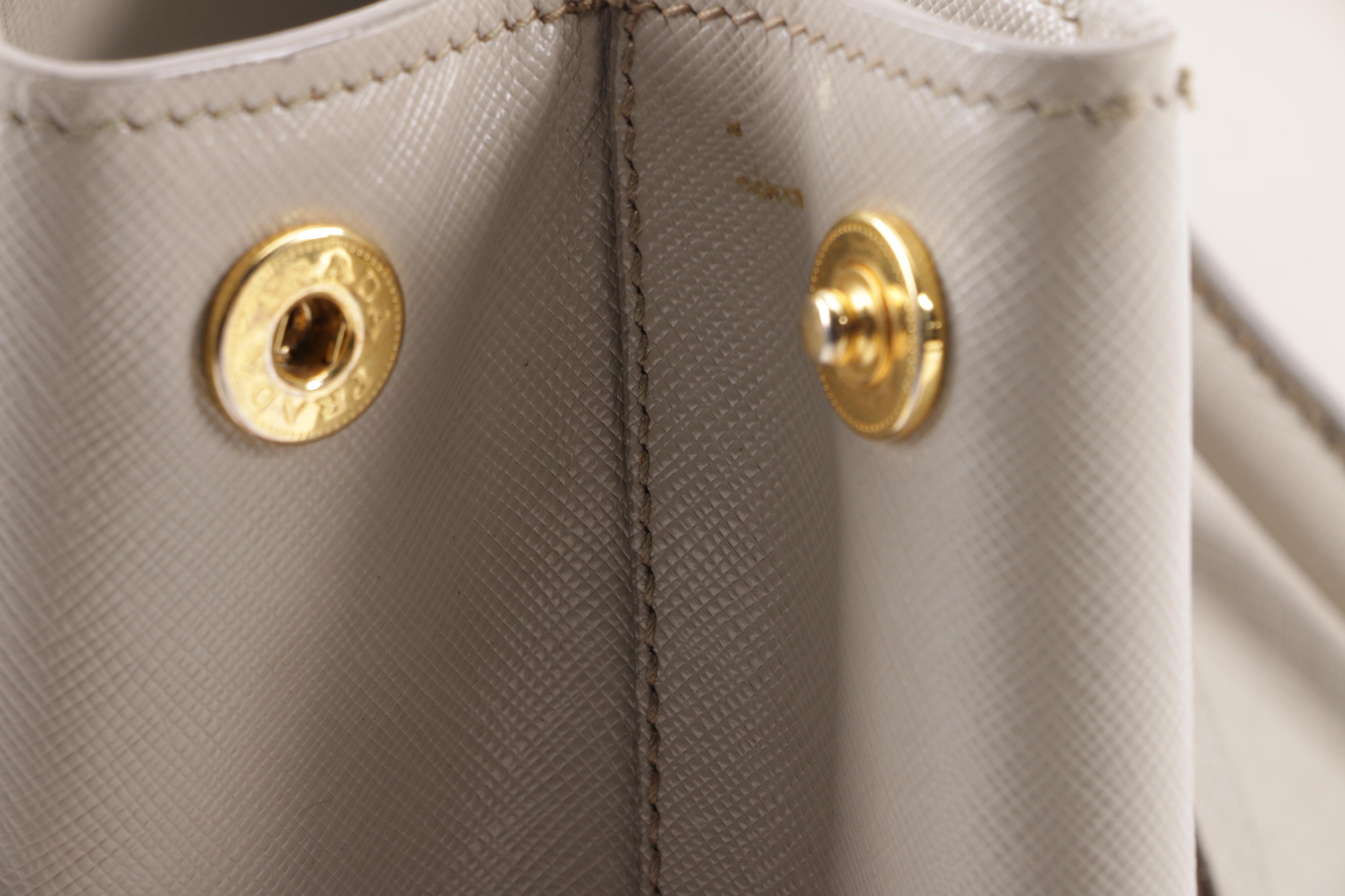 Prada Galleria Large Executive Tote in Argilla Saffiano Leather