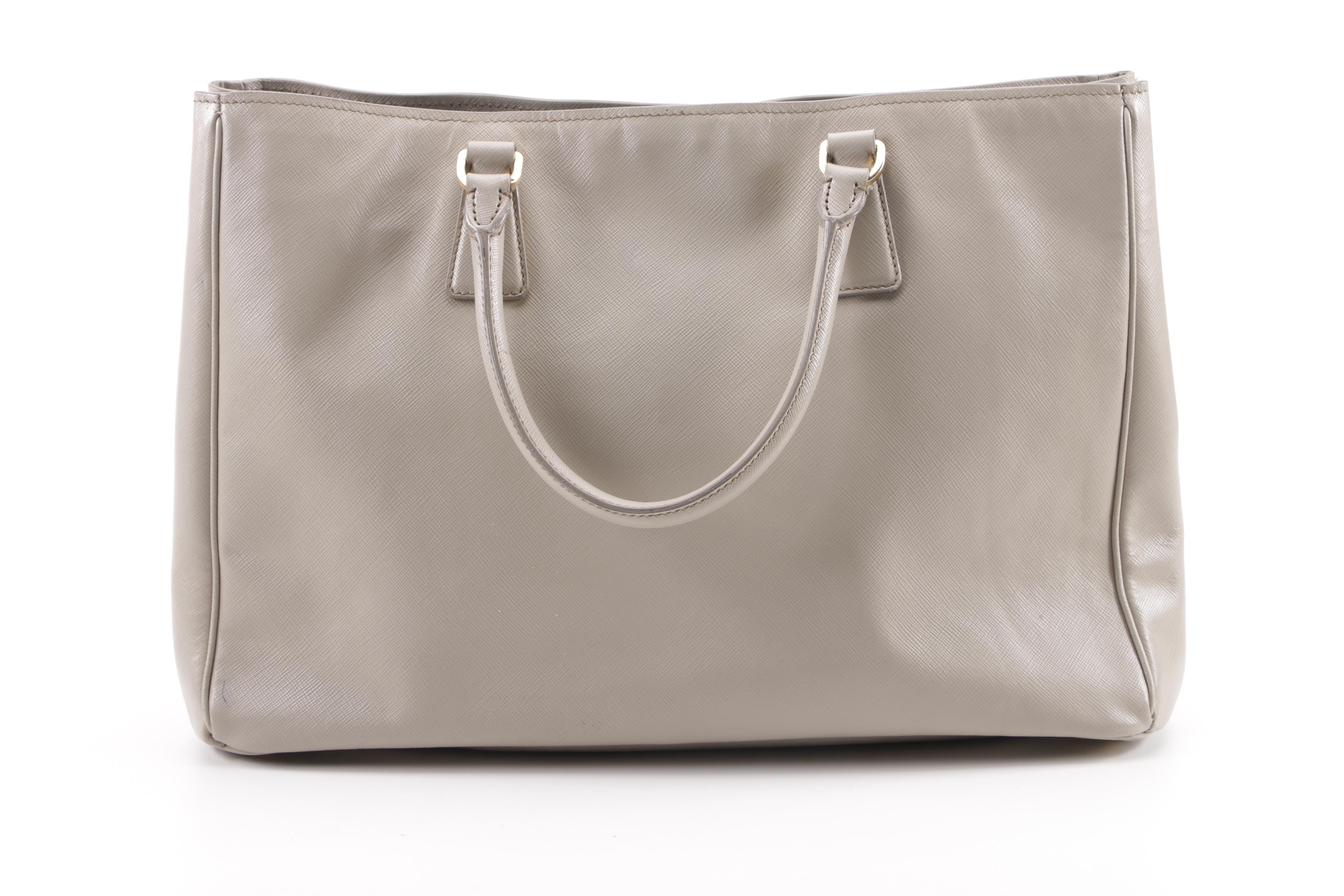 Prada Galleria Large Executive Tote in Argilla Saffiano Leather