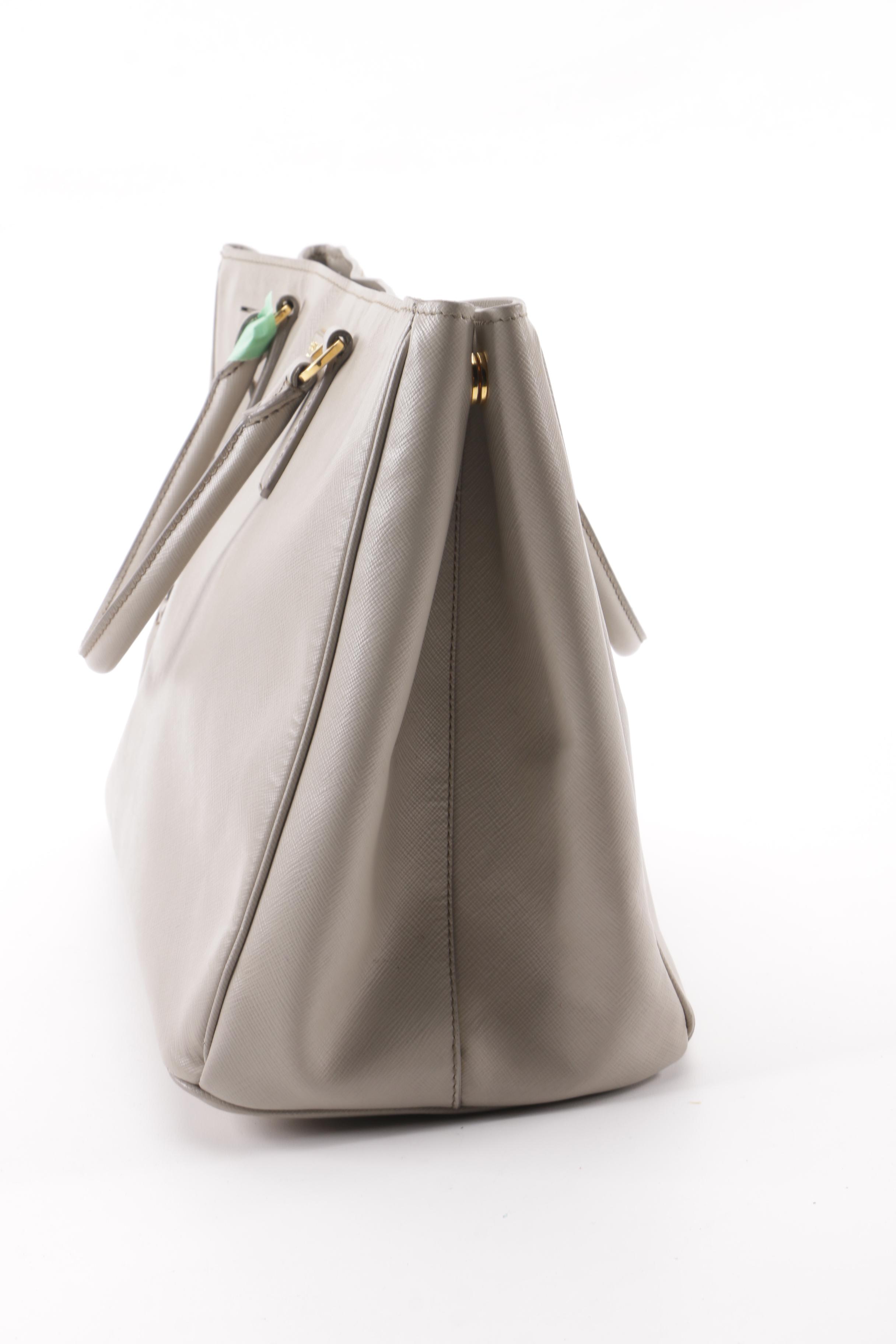 Prada Galleria Large Executive Tote in Argilla Saffiano Leather