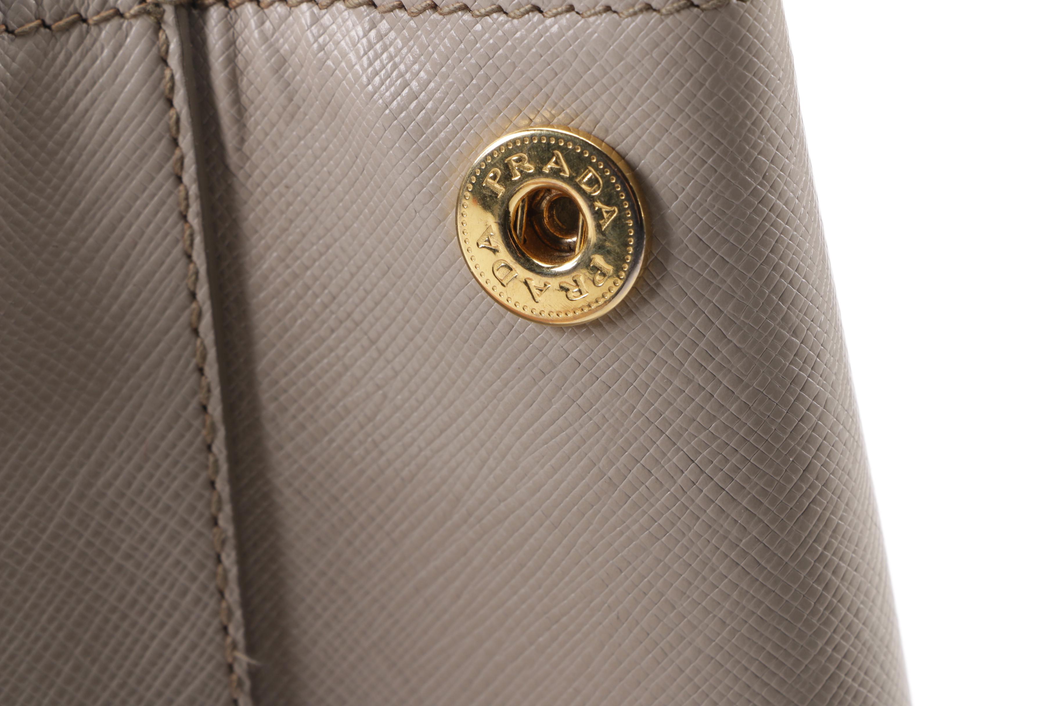 Prada Galleria Large Executive Tote in Argilla Saffiano Leather