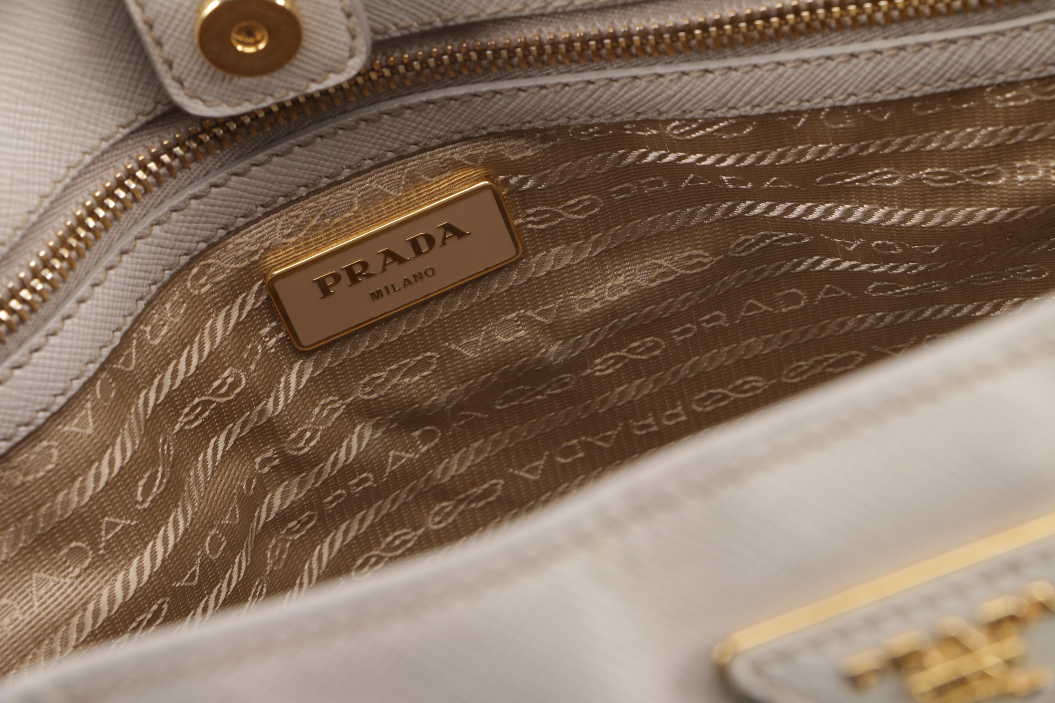 Prada Galleria Large Executive Tote in Argilla Saffiano Leather
