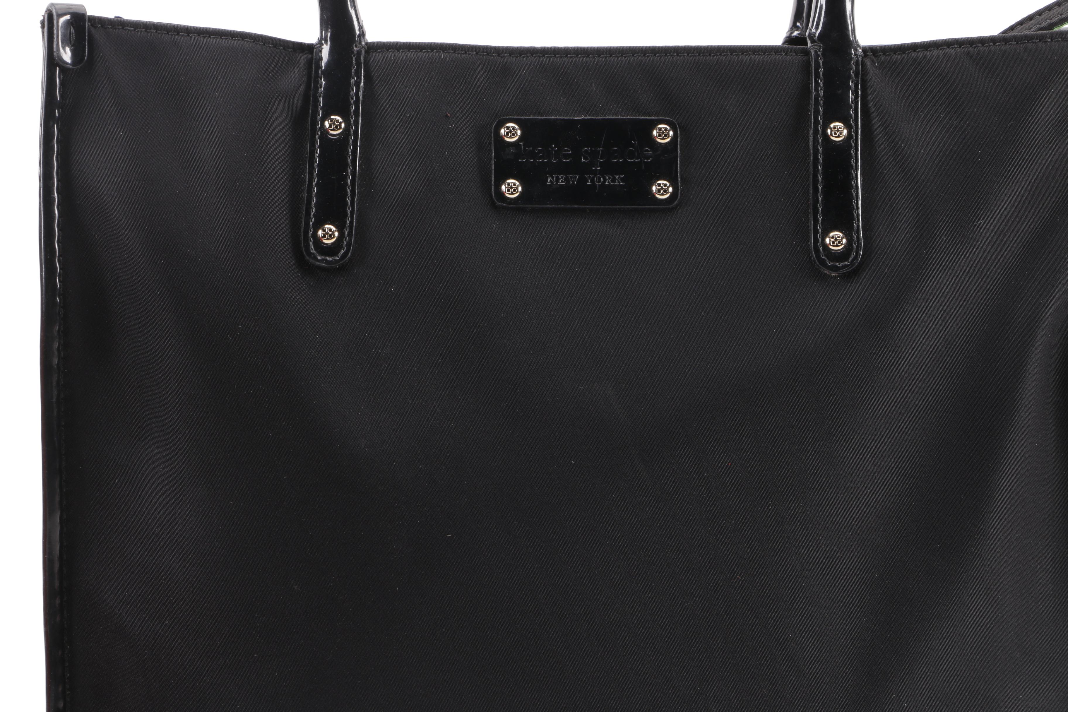 Tory Burch Thea Red Leather and Kate Spade New York Black Nylon Totes