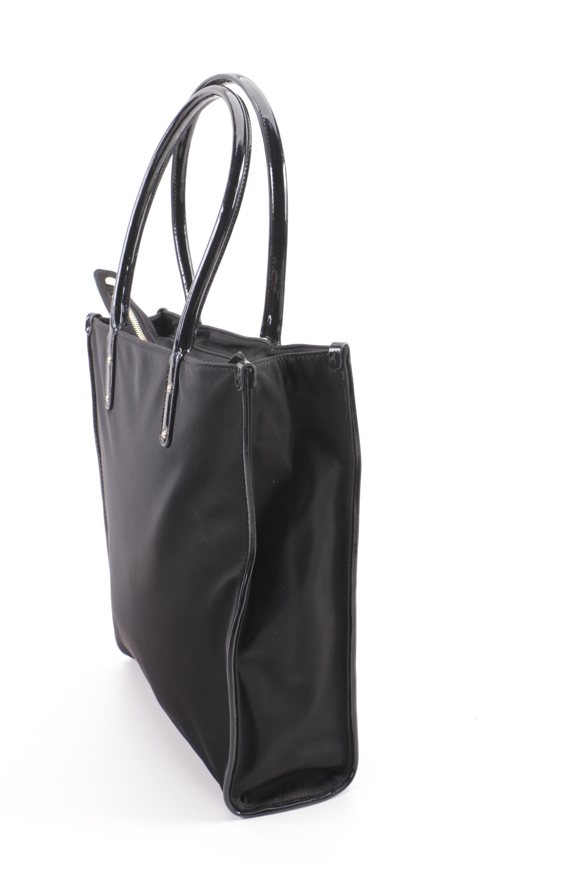 Tory Burch Thea Red Leather and Kate Spade New York Black Nylon Totes