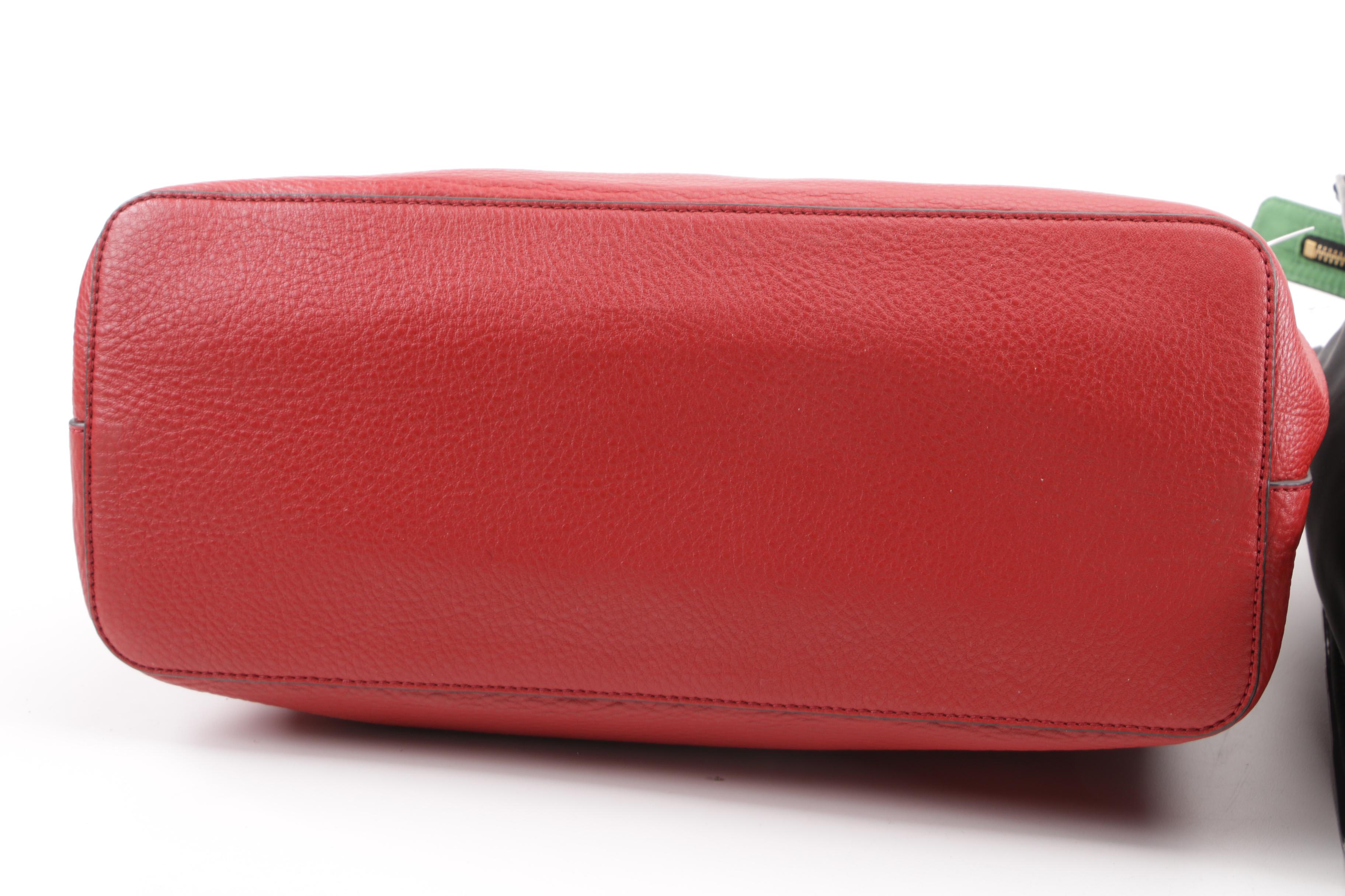 Tory Burch Thea Red Leather and Kate Spade New York Black Nylon Totes