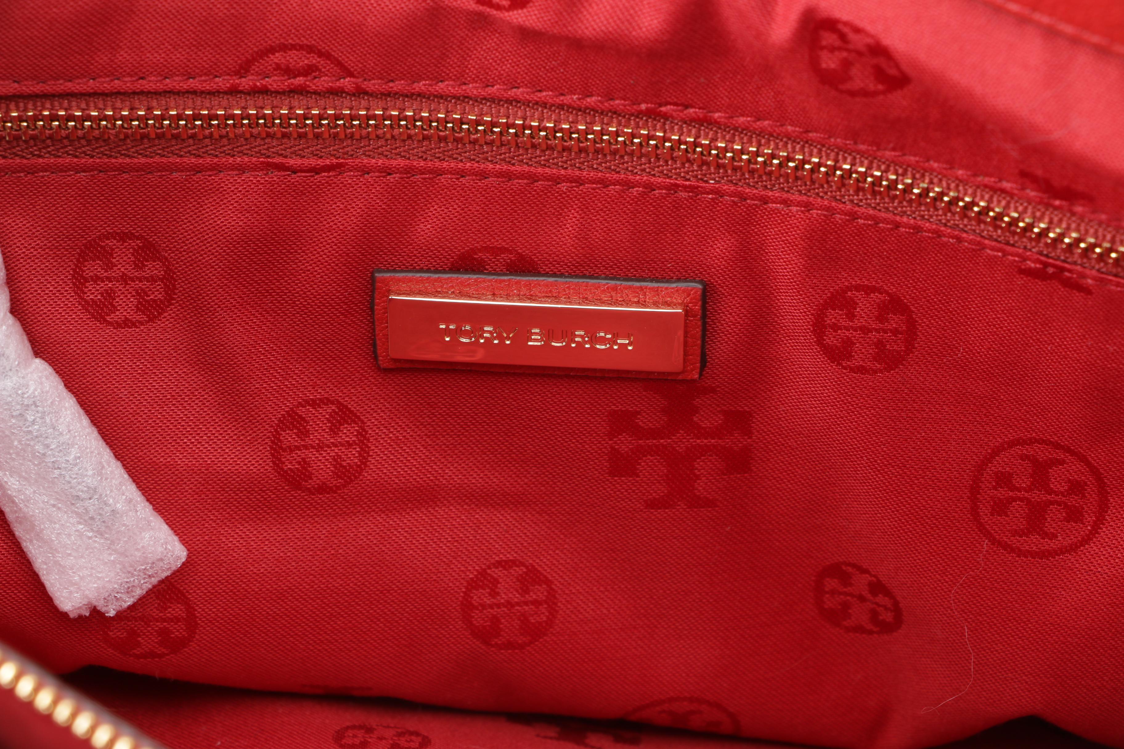 Tory Burch Thea Red Leather and Kate Spade New York Black Nylon Totes