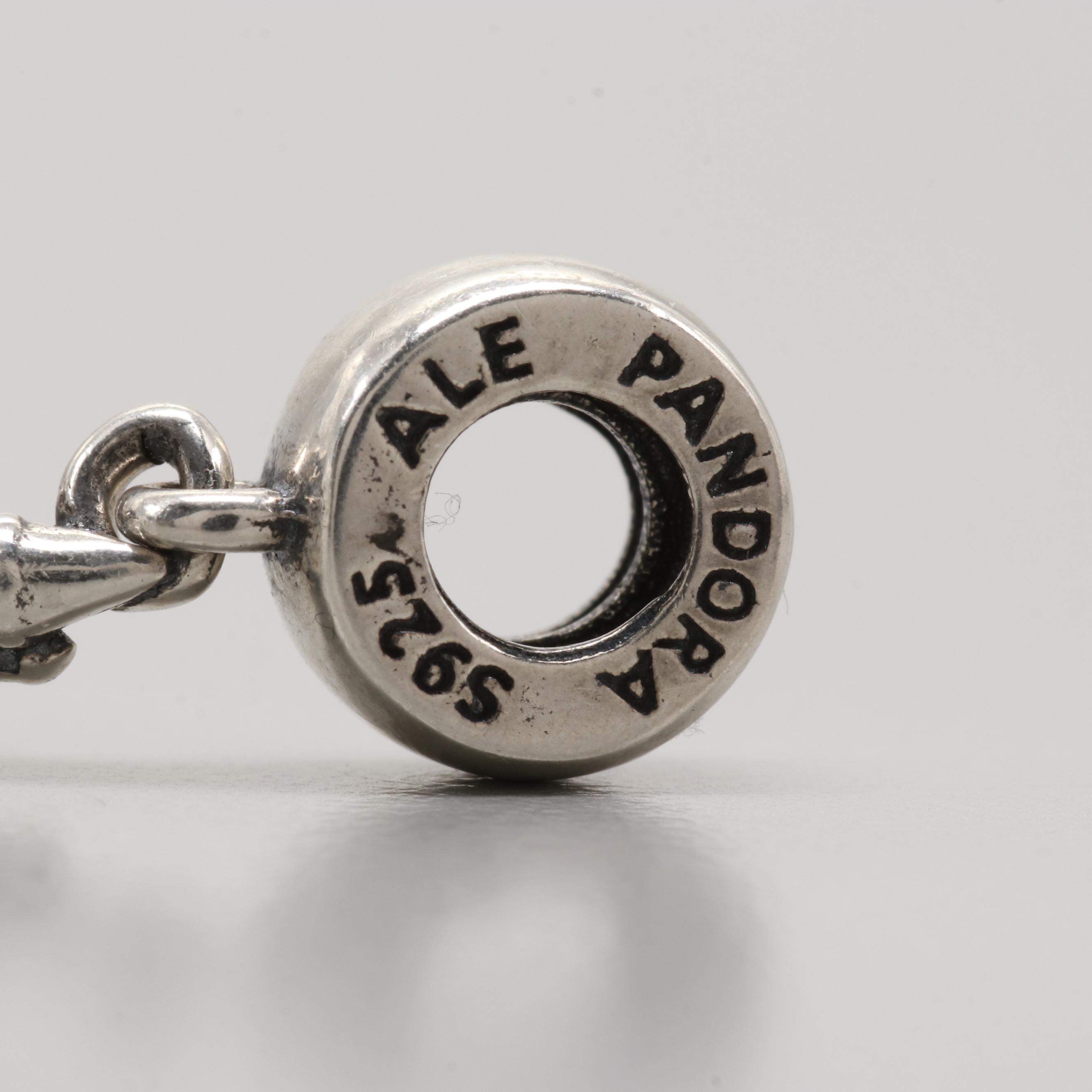 14K White Gold Topaz and Diamond Pendant with Pandora Disney Sterling Charm