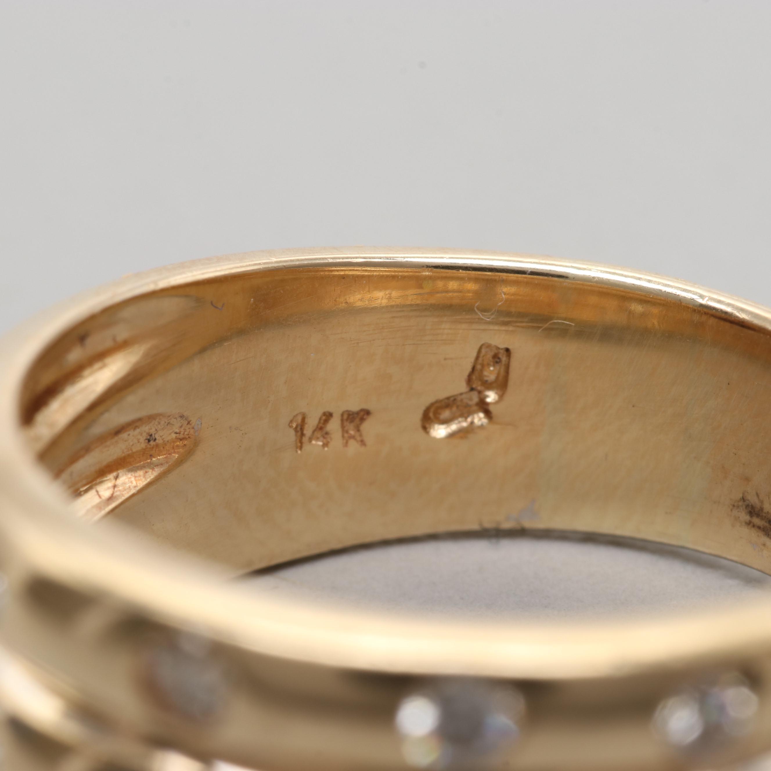 14K Yellow Gold Triple Band Diamond Ring