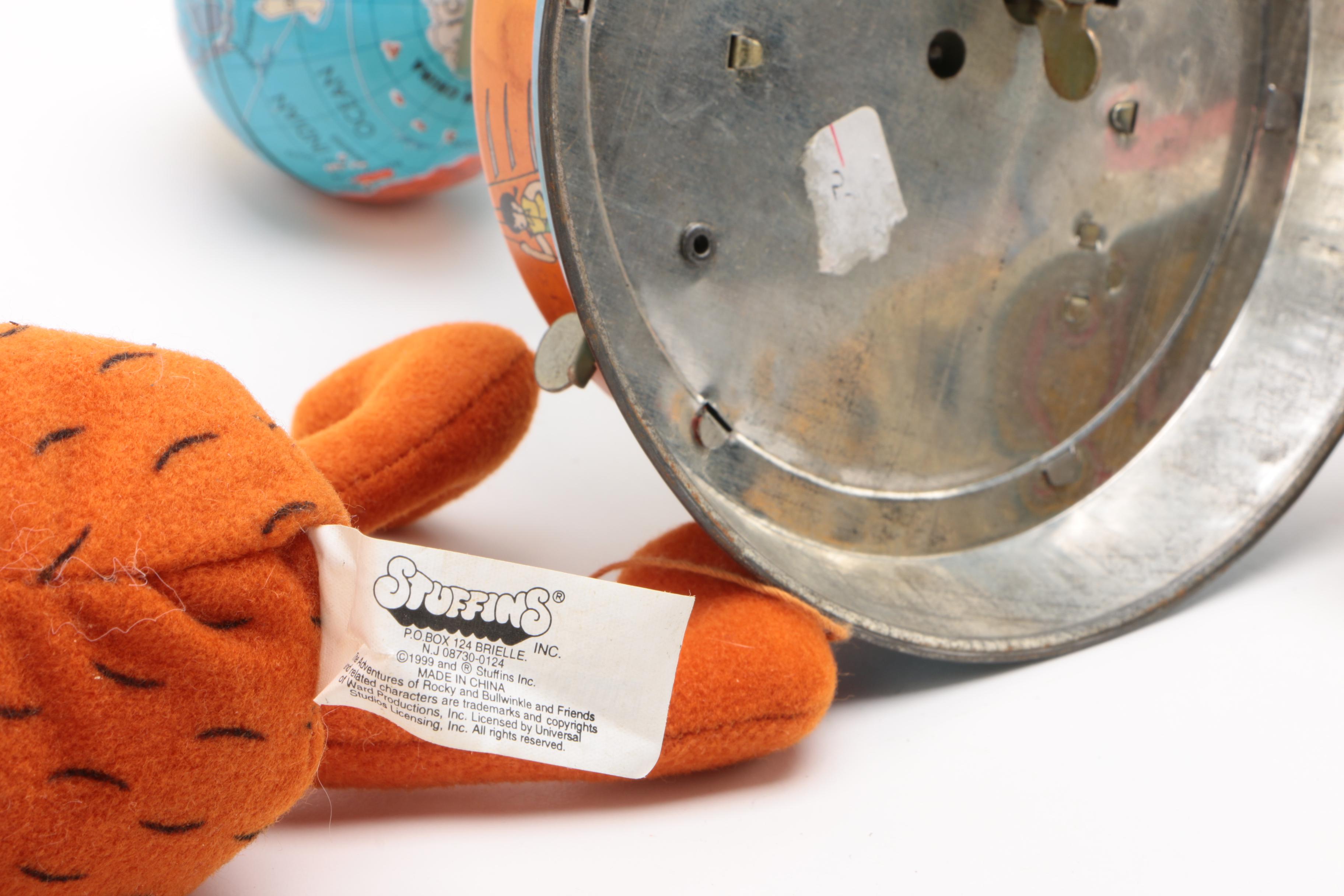 Vintage Tin Wind-Up Toys Including a Rolling Cat and "Tailspin Pup"