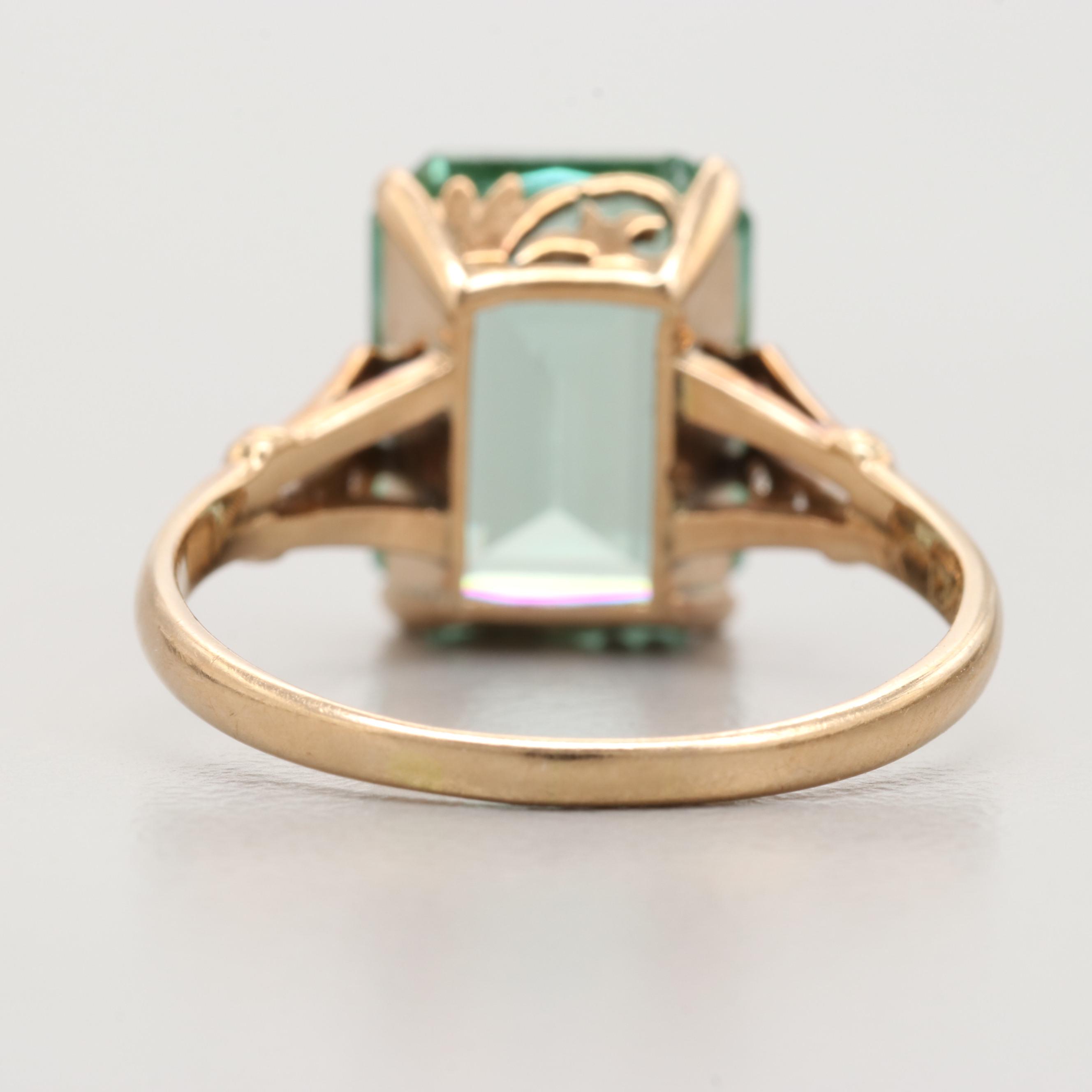 14K Yellow Gold Synthetic Spinel and Diamond Ring