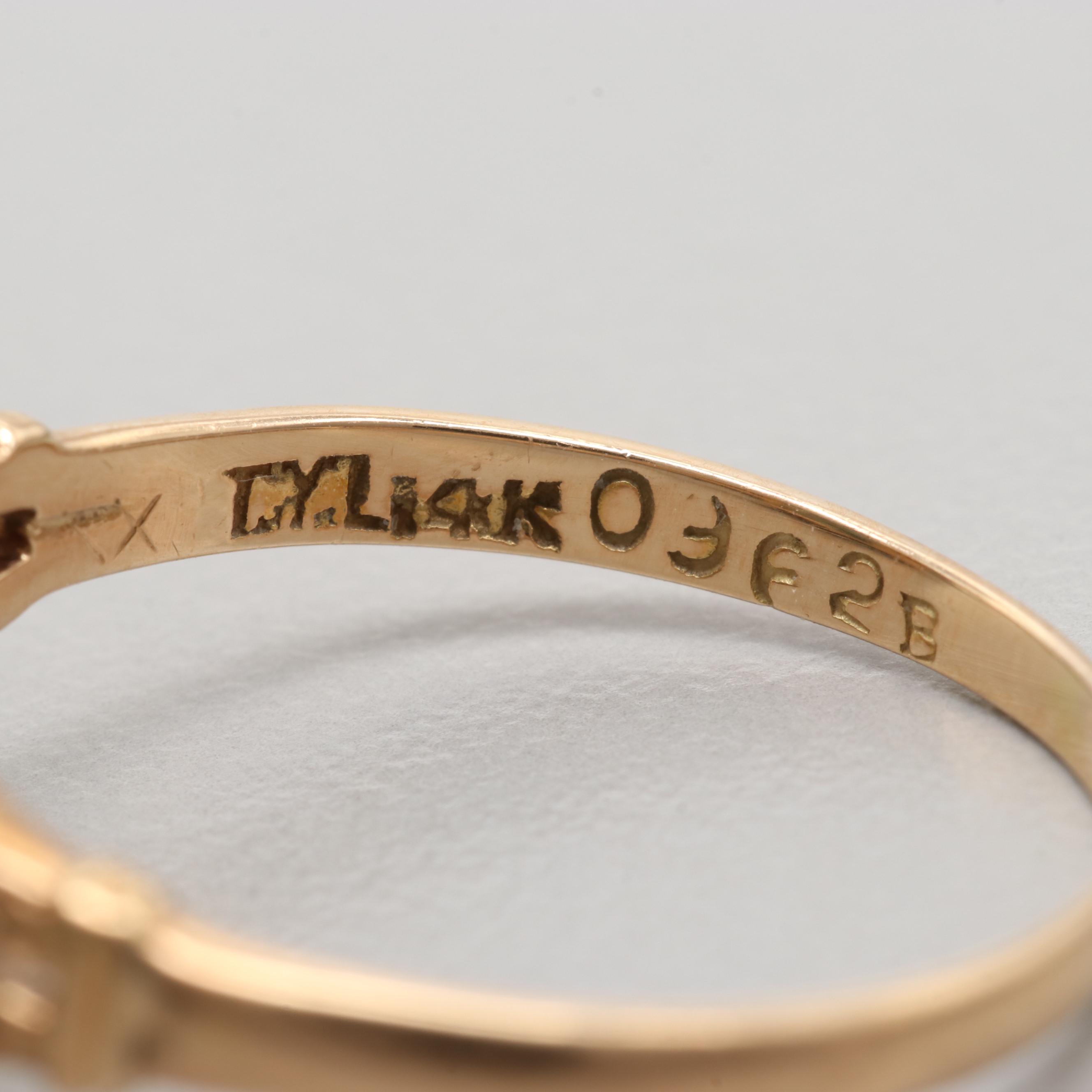 14K Yellow Gold Synthetic Spinel and Diamond Ring