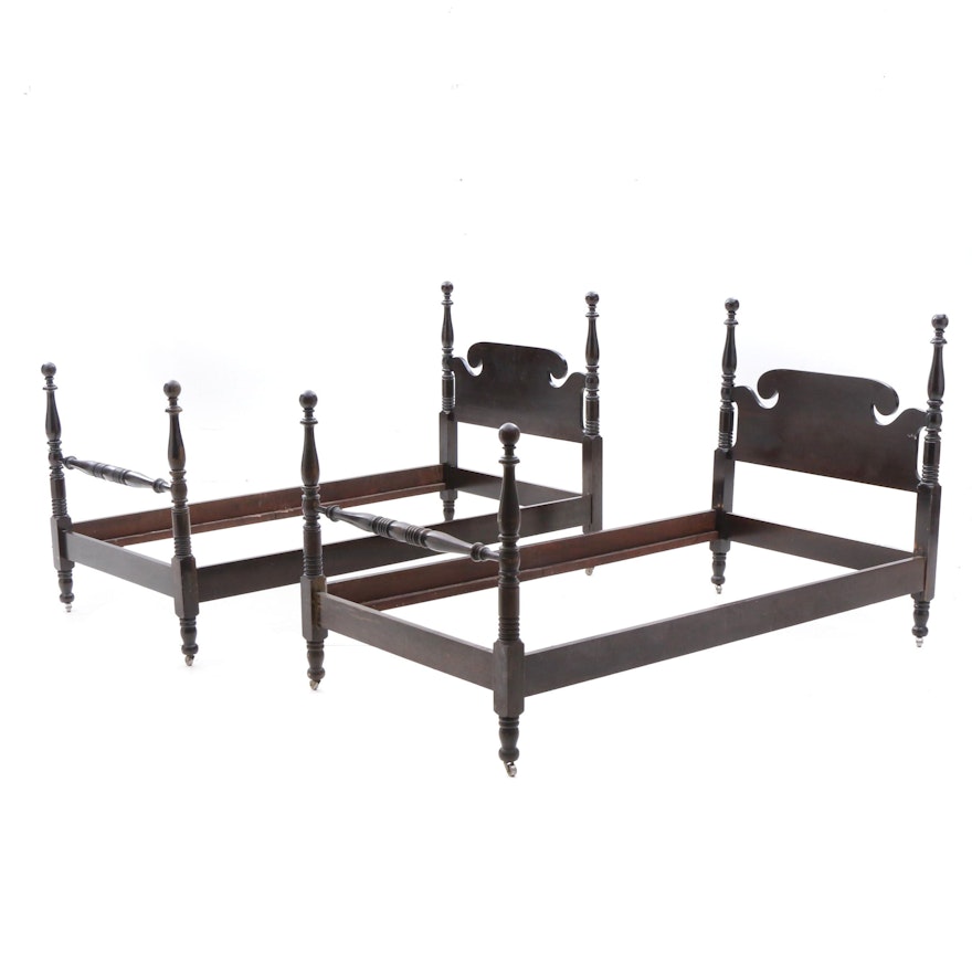 Pair of Twin-Size Cannonball Bed Frames