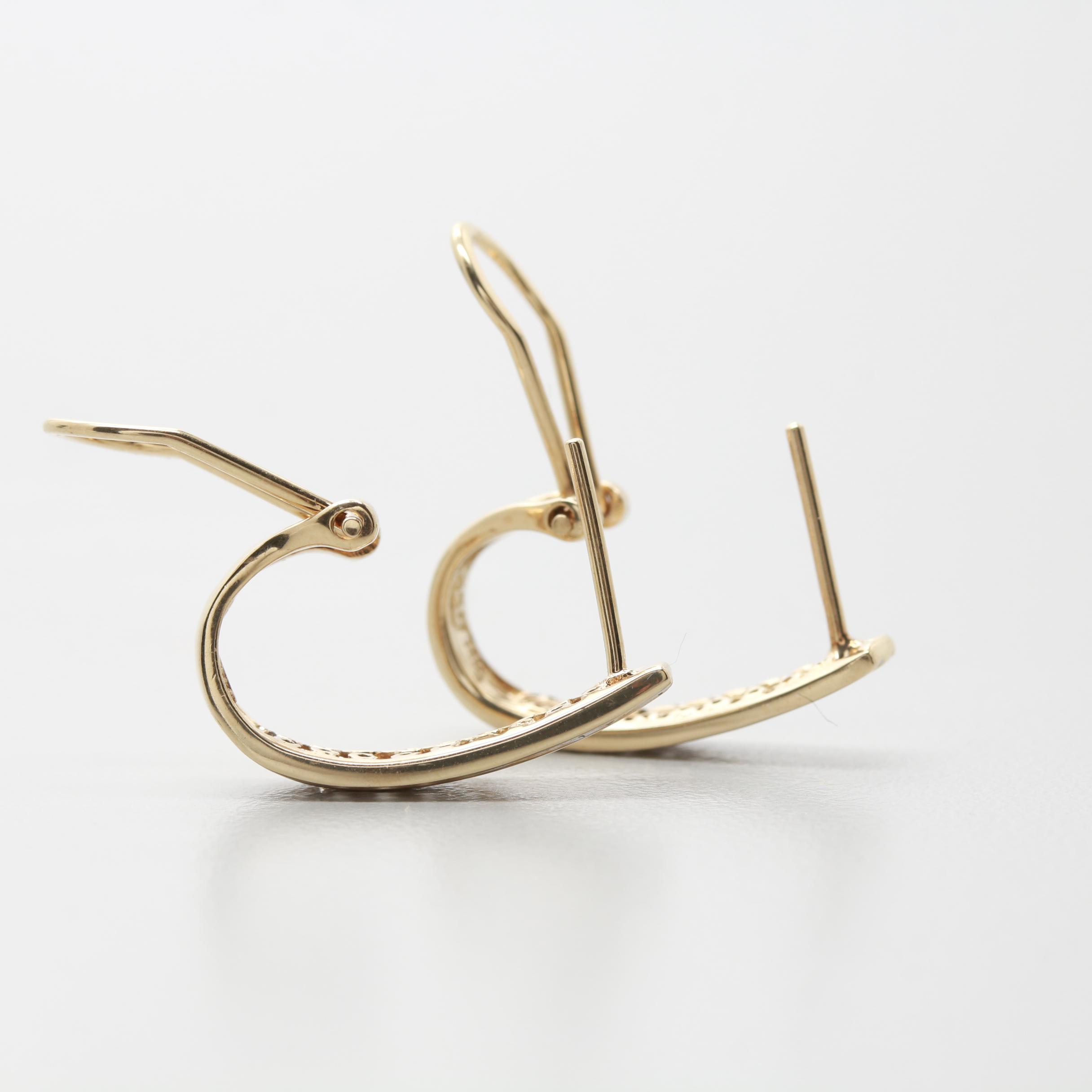 10K Yellow Gold Diamond J-Hoop Earrings