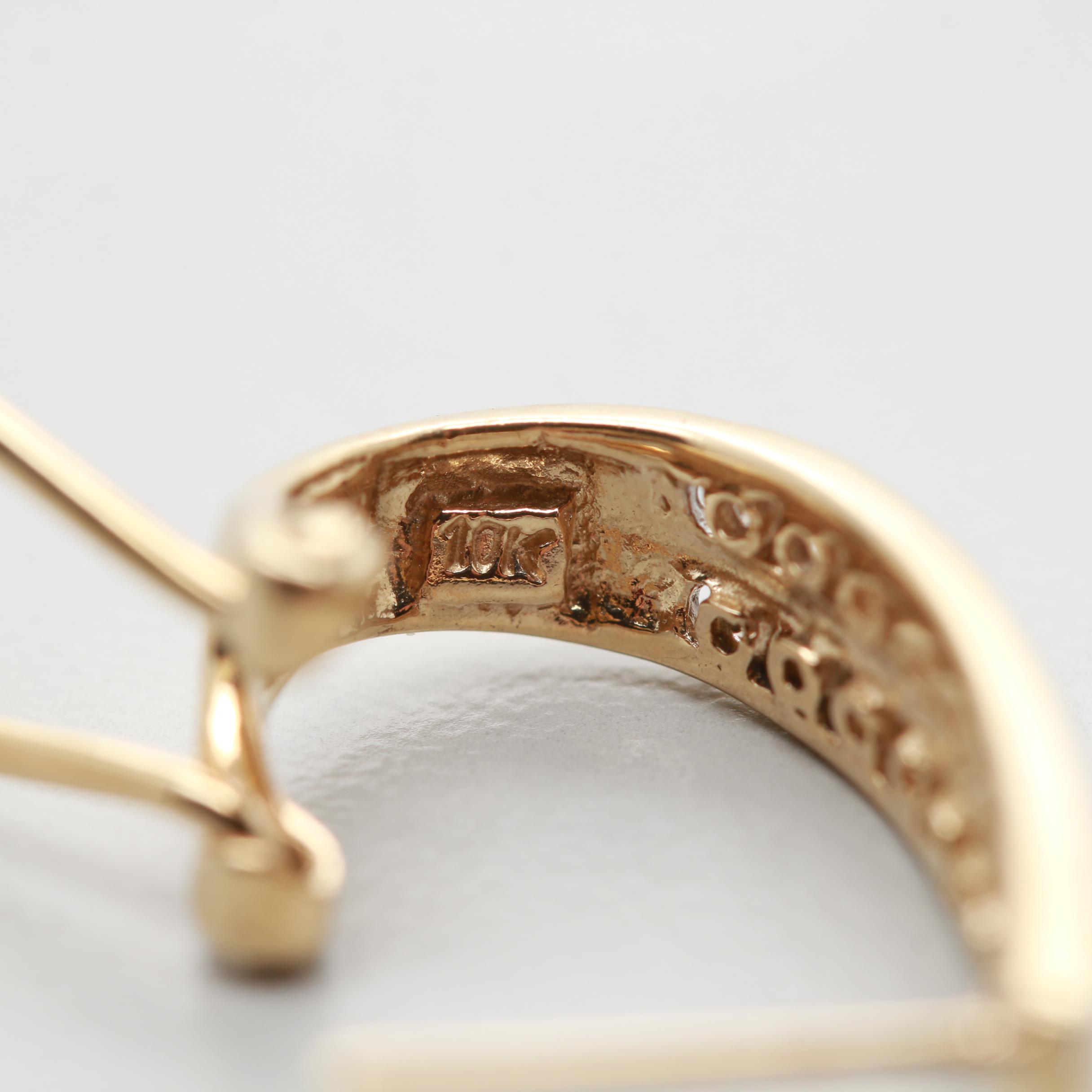 10K Yellow Gold Diamond J-Hoop Earrings