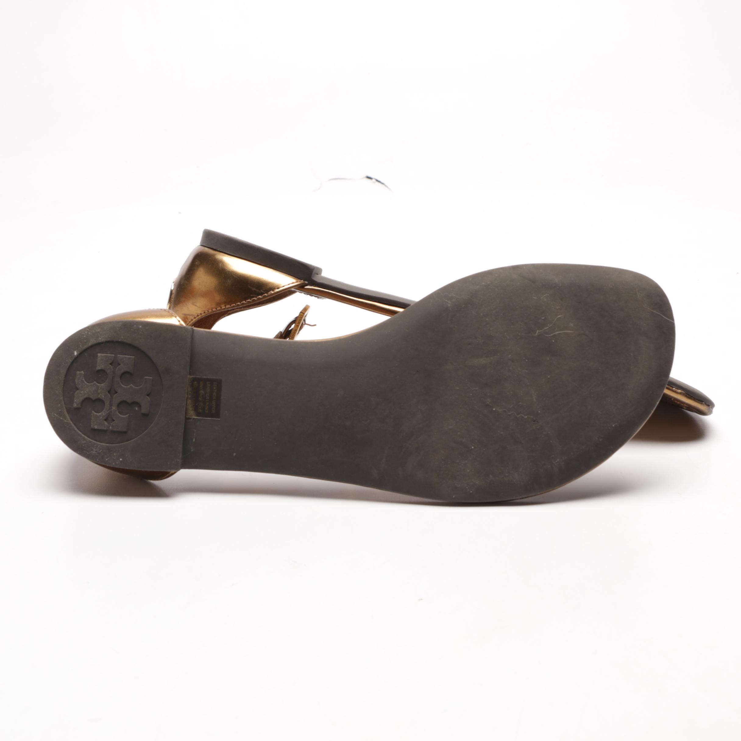 Tory Burch Metallic Bronze Leather Sandals