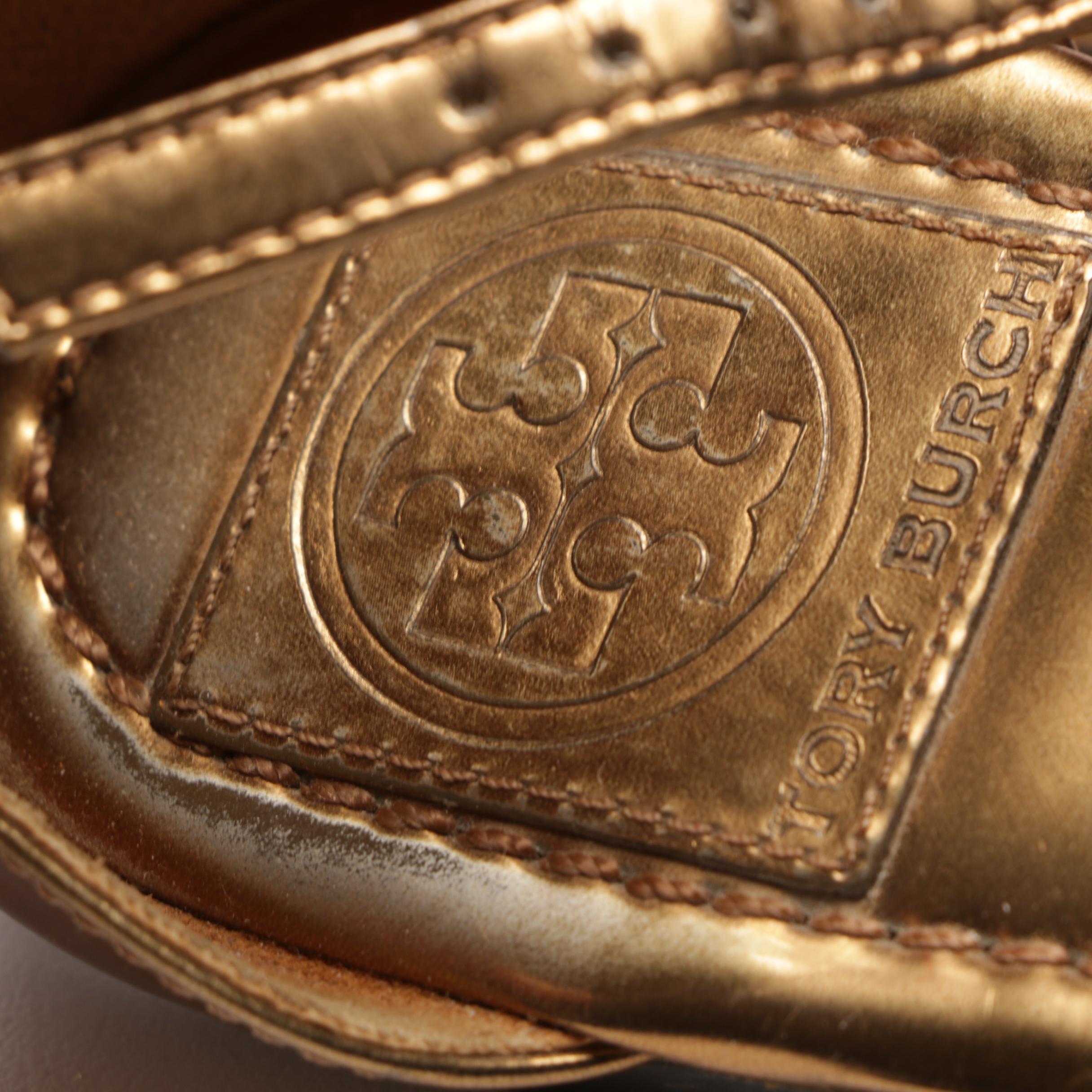 Tory Burch Metallic Bronze Leather Sandals