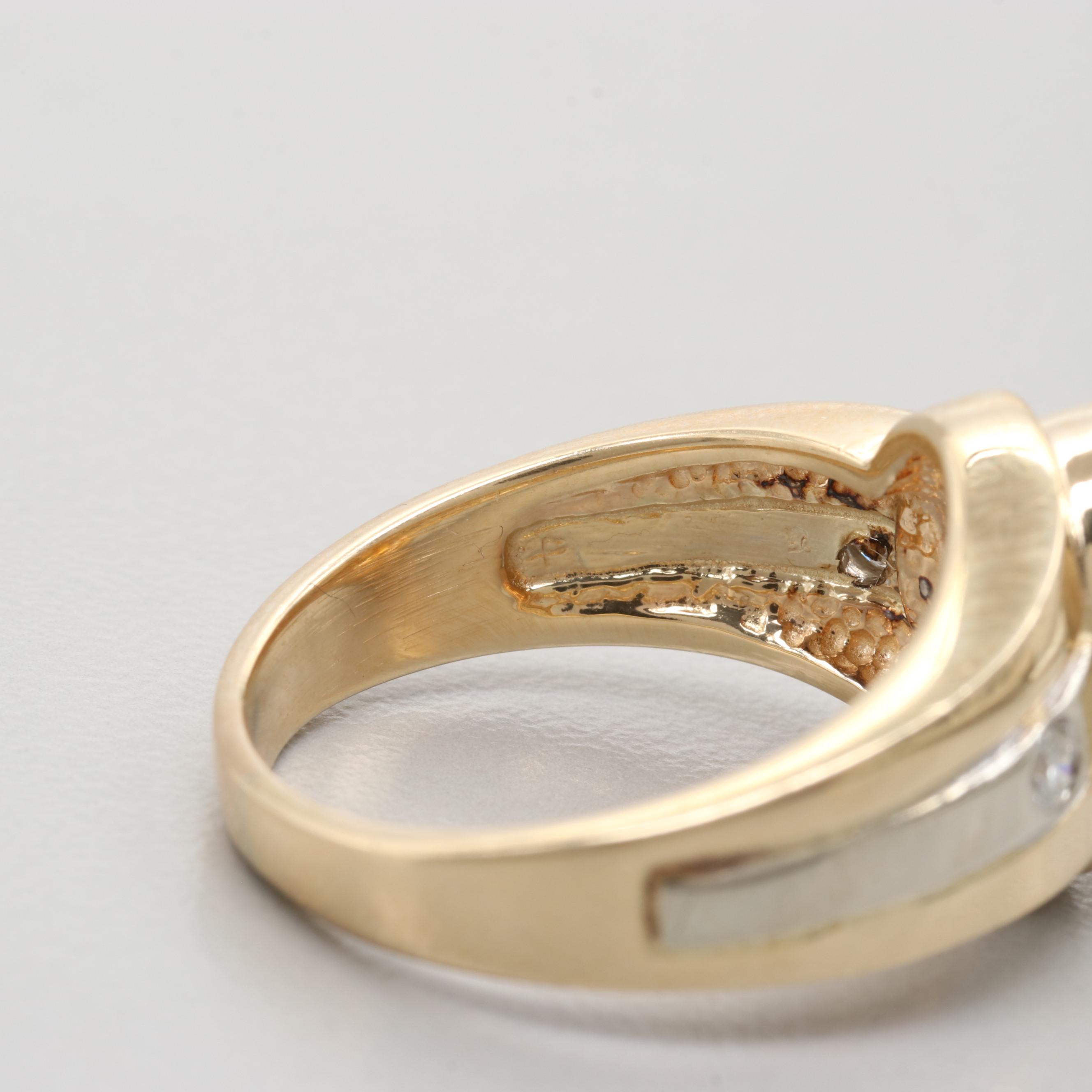 14K Yellow Gold Citrine and Diamond Ring