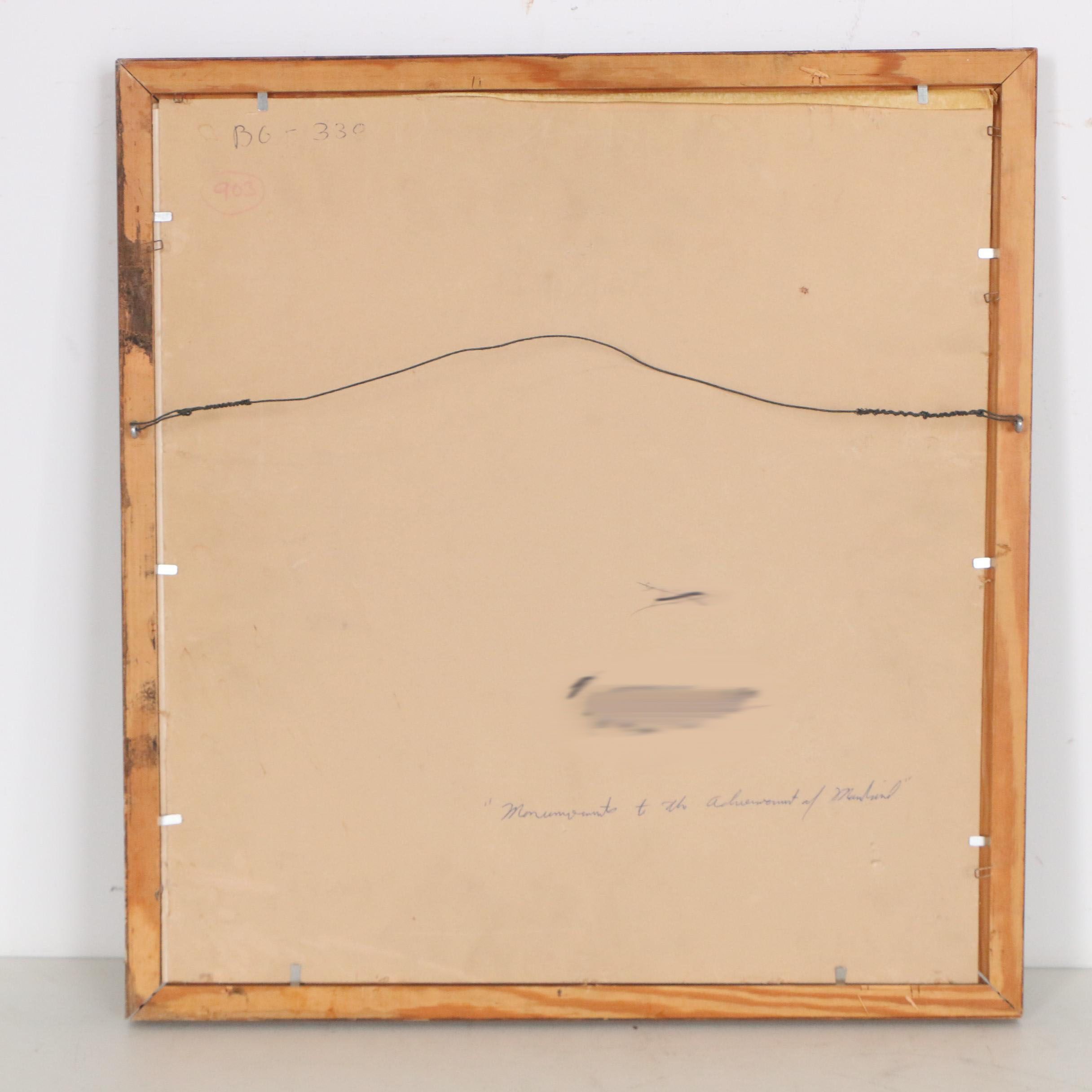 Late 20th Century Ink Drawing "Monument to the Achievements of Mankind"