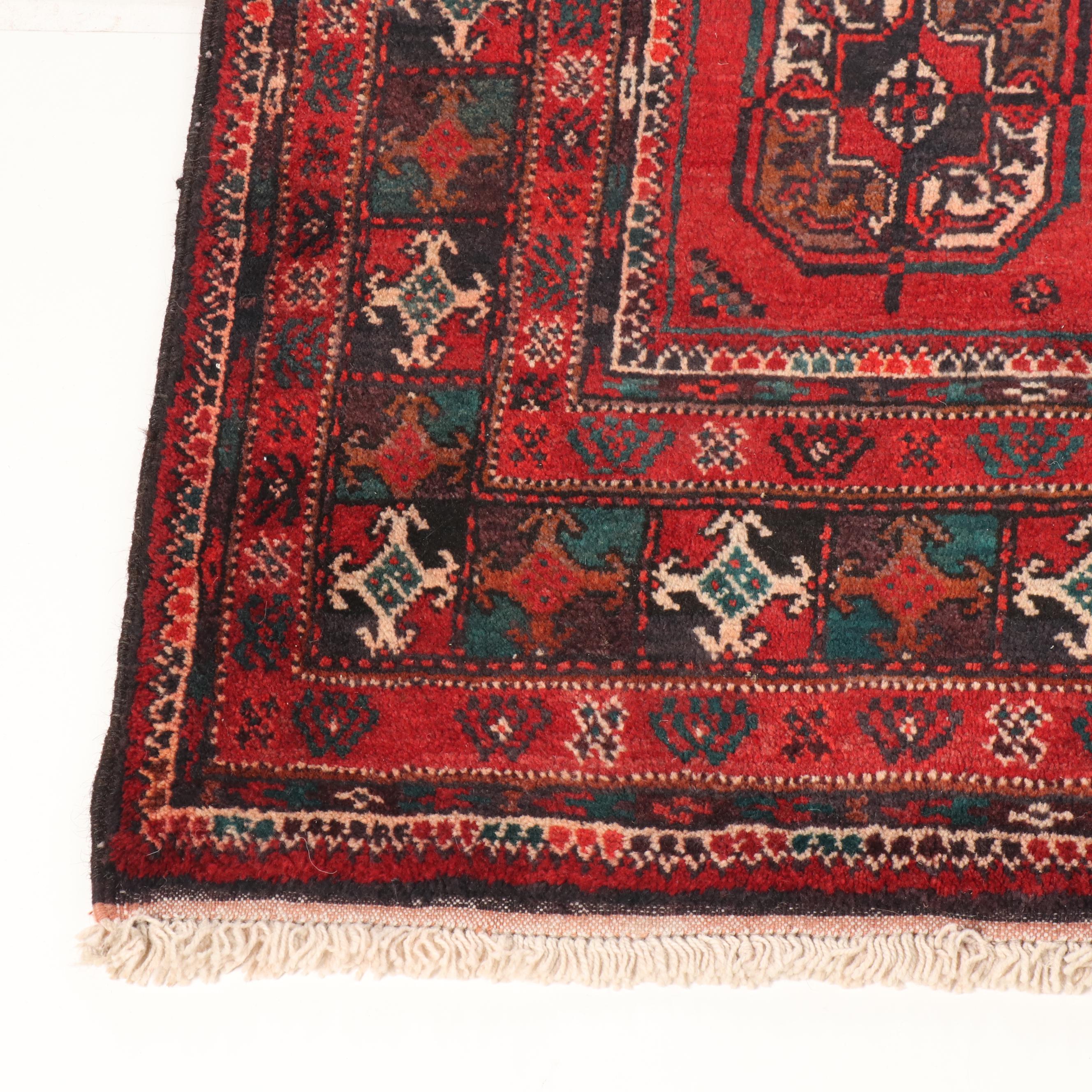 Hand-Knotted Persian Bokhara Wool Carpet Runner