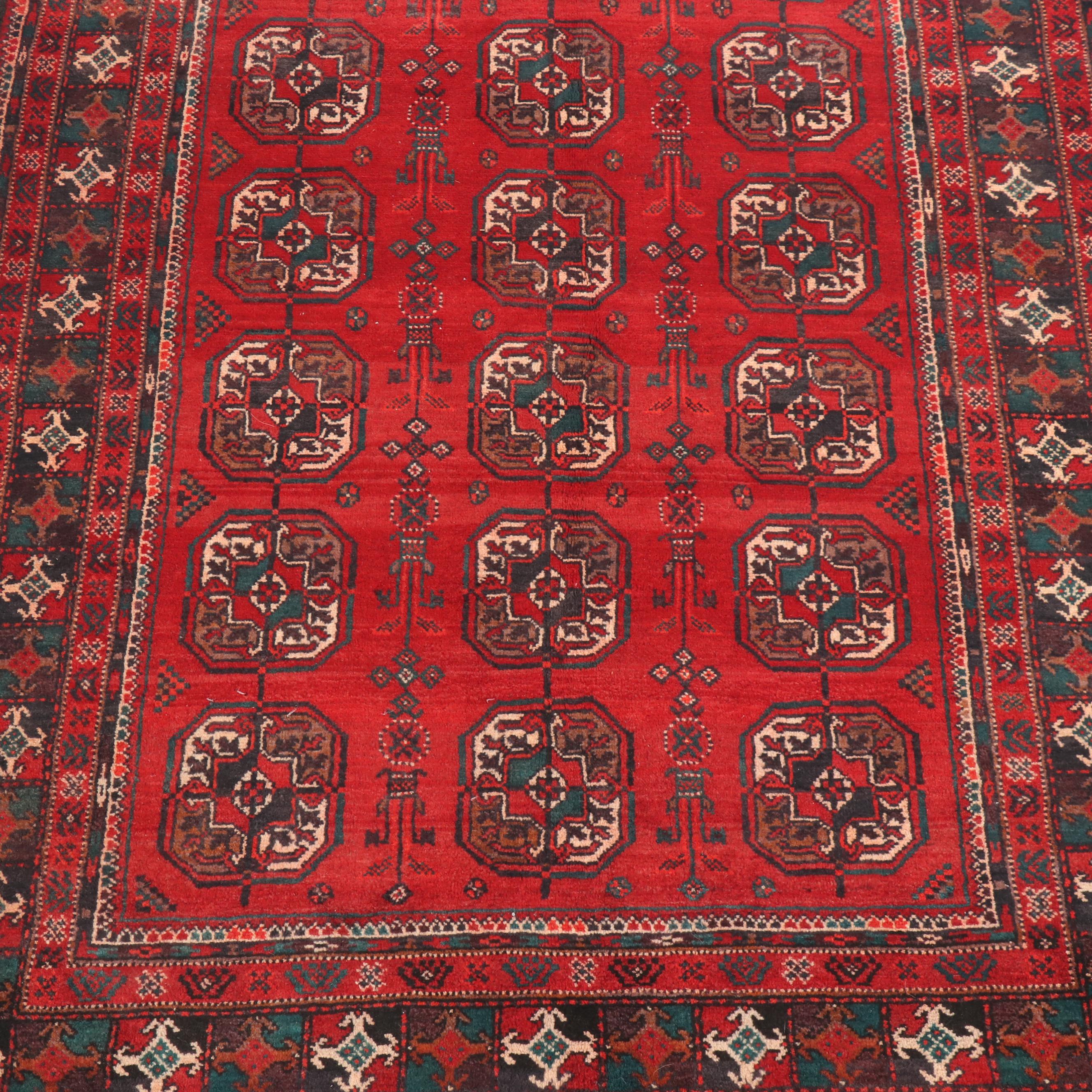 Hand-Knotted Persian Bokhara Wool Carpet Runner