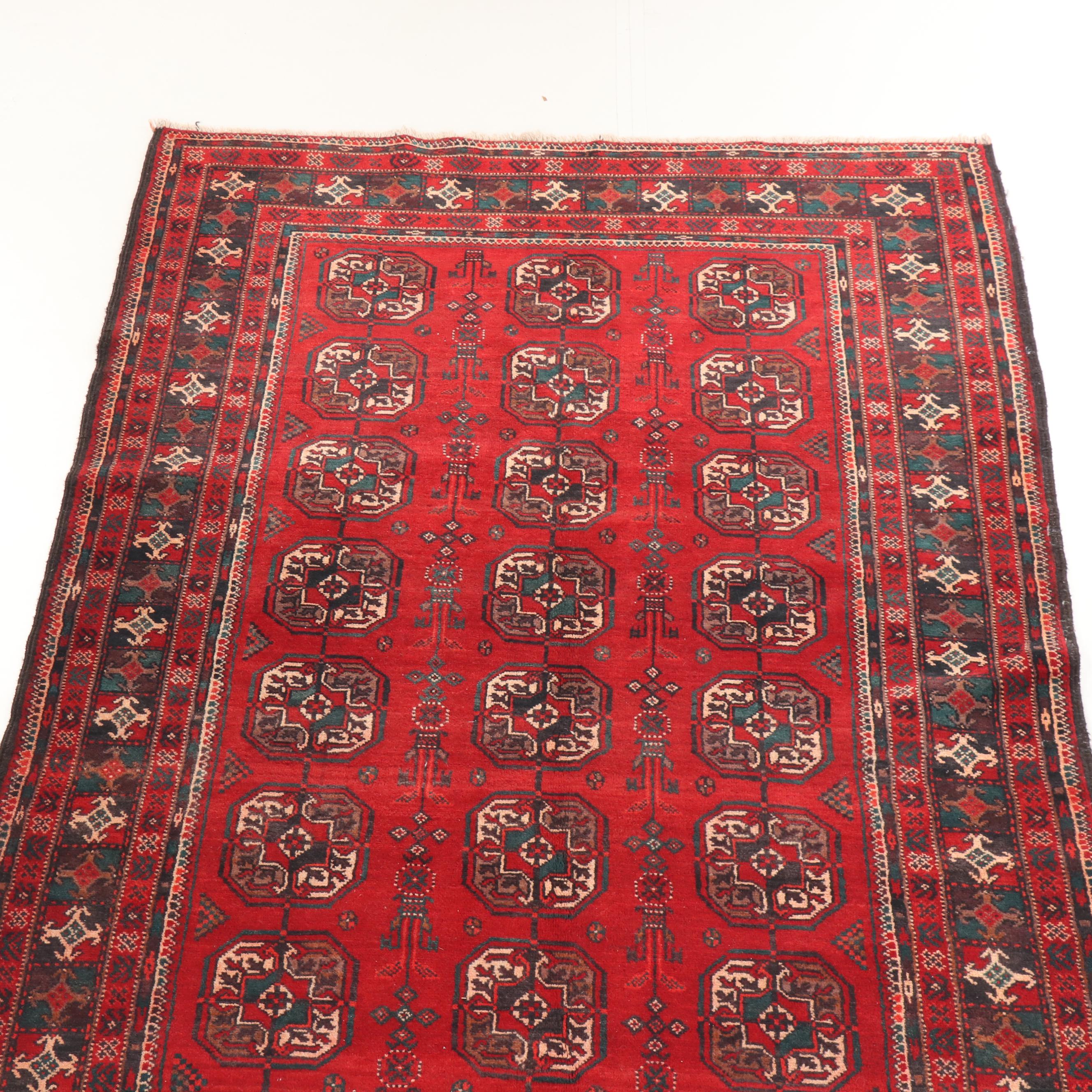 Hand-Knotted Persian Bokhara Wool Carpet Runner