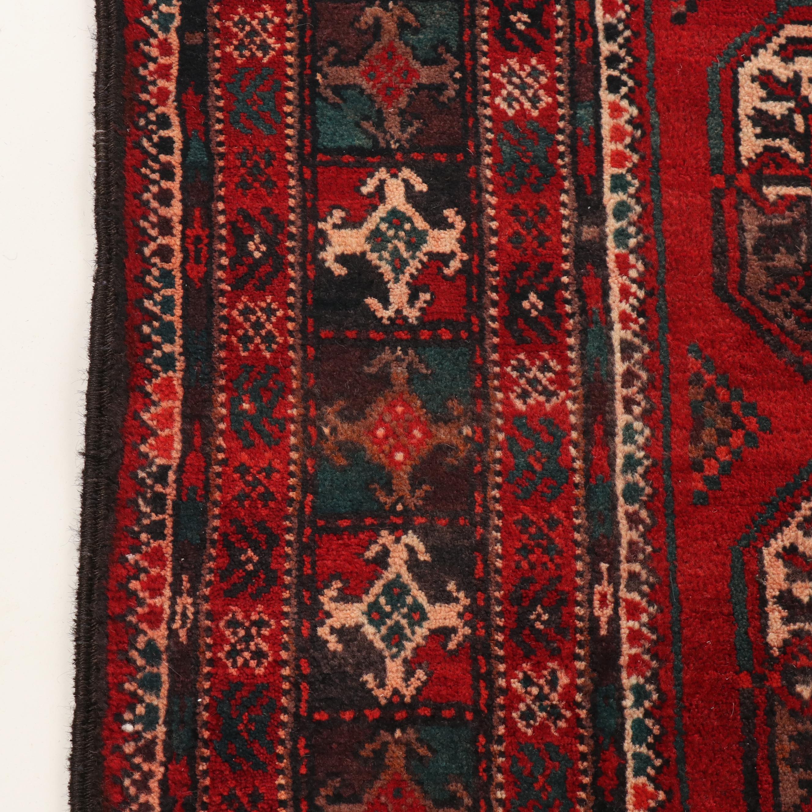 Hand-Knotted Persian Bokhara Wool Carpet Runner