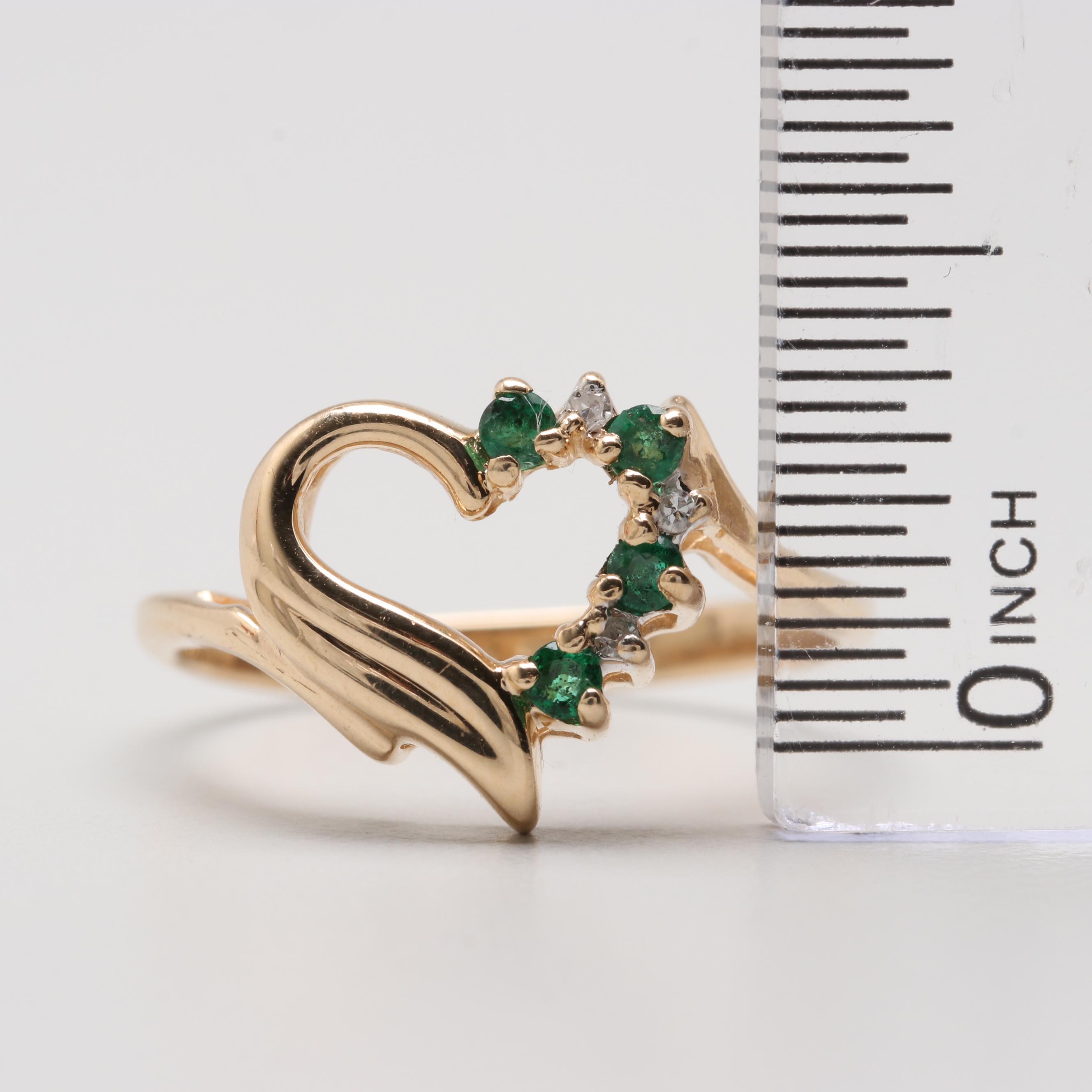 Alwand Vahan 14K Yellow Gold Emerald and Diamond Heart Ring