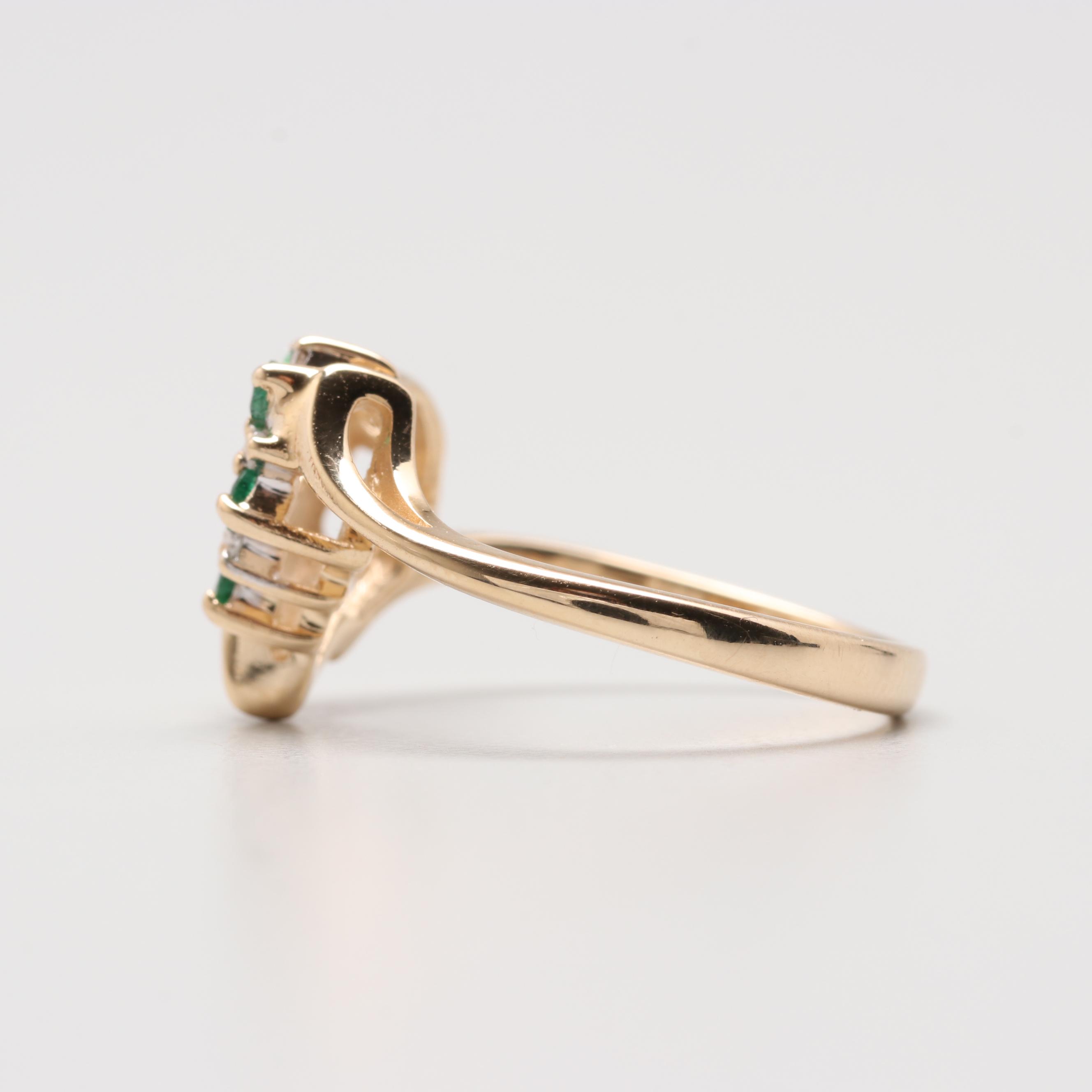 Alwand Vahan 14K Yellow Gold Emerald and Diamond Heart Ring