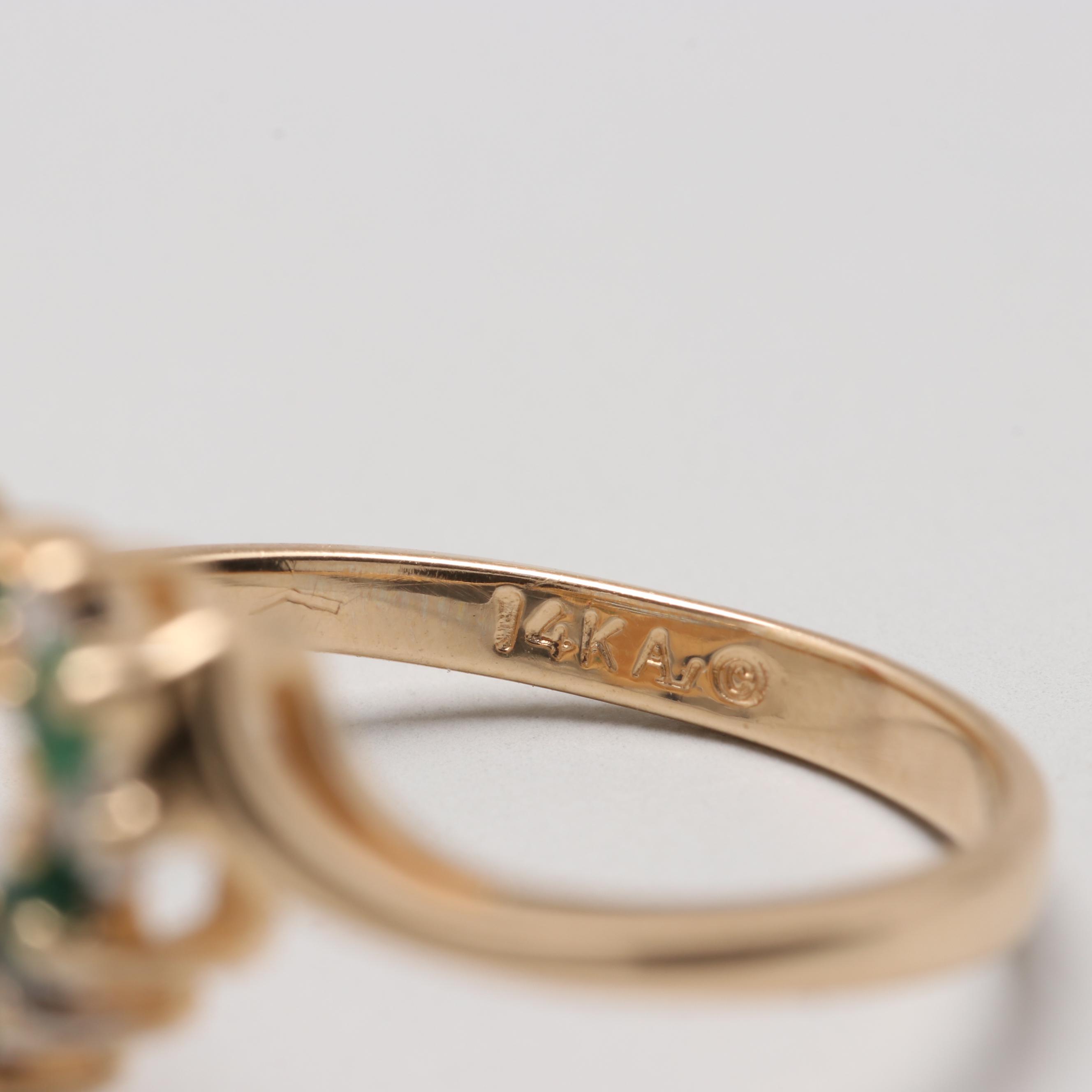 Alwand Vahan 14K Yellow Gold Emerald and Diamond Heart Ring