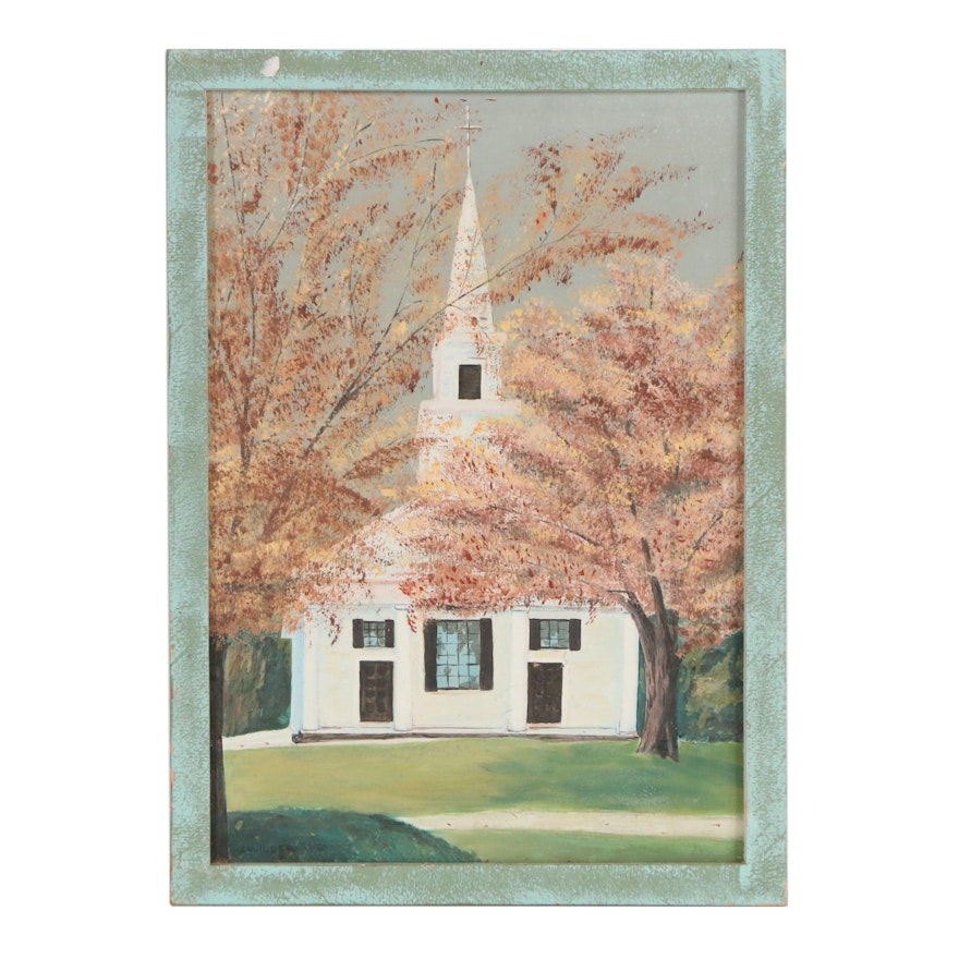 George J. Willer Jr. Oil Painting of Church Facade