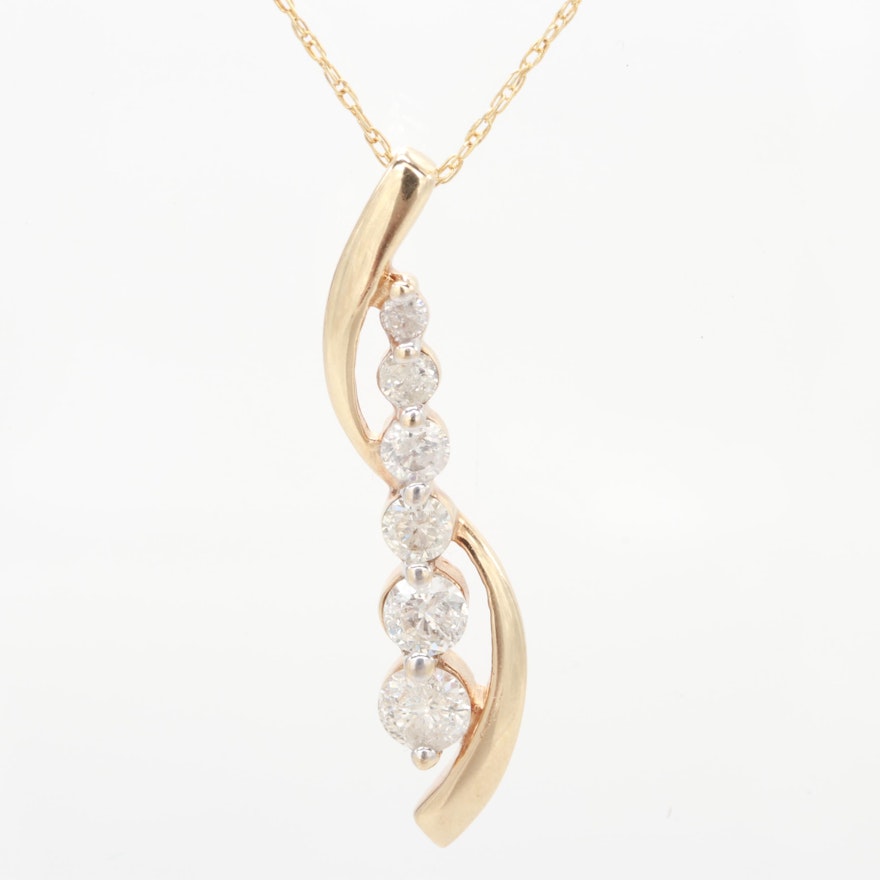 10K and 14K Yellow Gold Diamond Necklace
