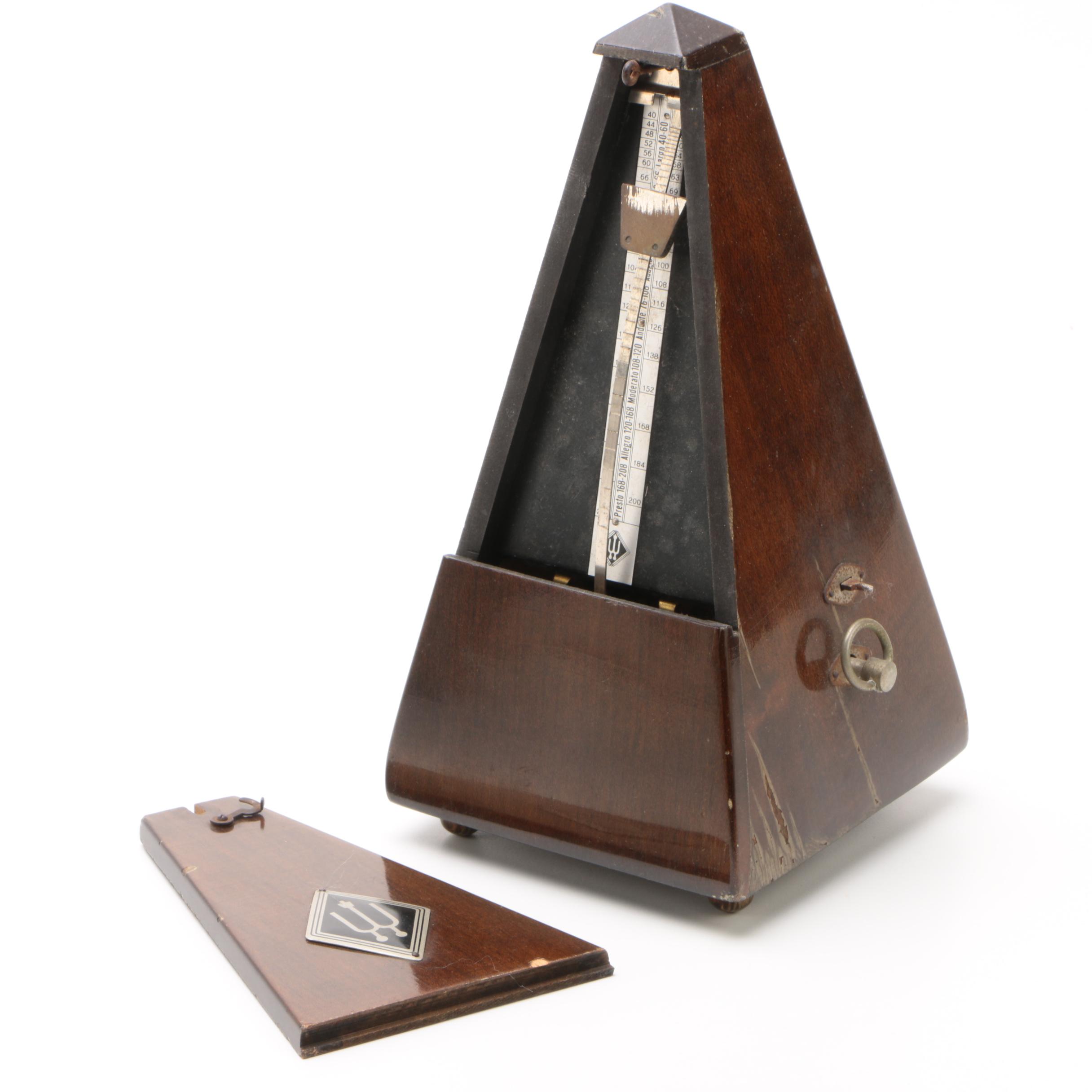 Vintage M.C. Tilley & Co. Wooden Trunk with Sheet Music and Wittner Metronome