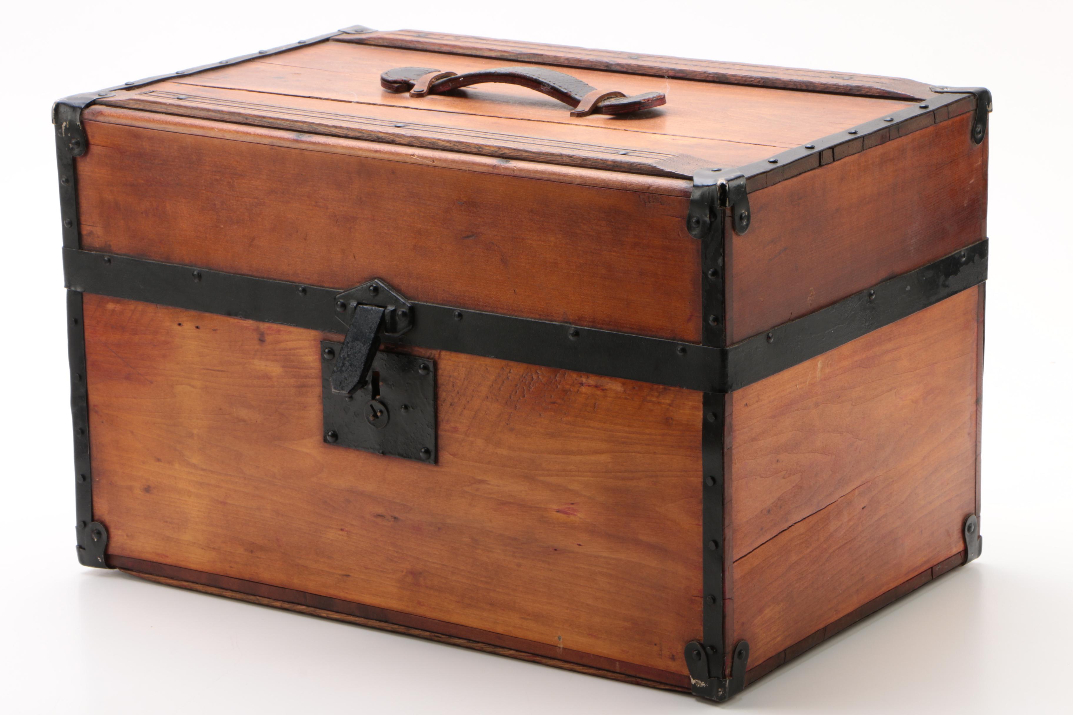 Vintage M.C. Tilley & Co. Wooden Trunk with Sheet Music and Wittner Metronome