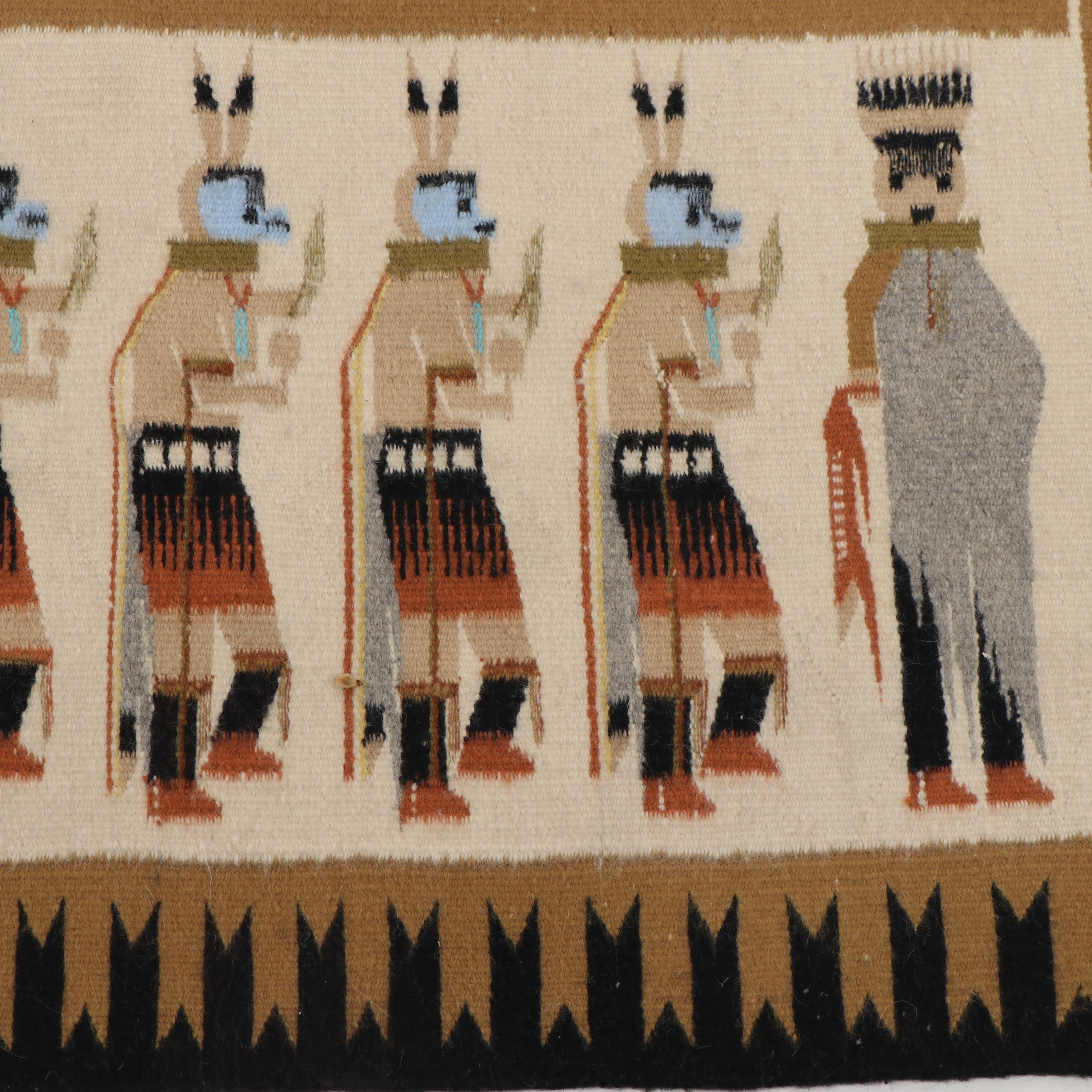 Navajo Style Wool Weaving of Yei bi Chei Ceremony