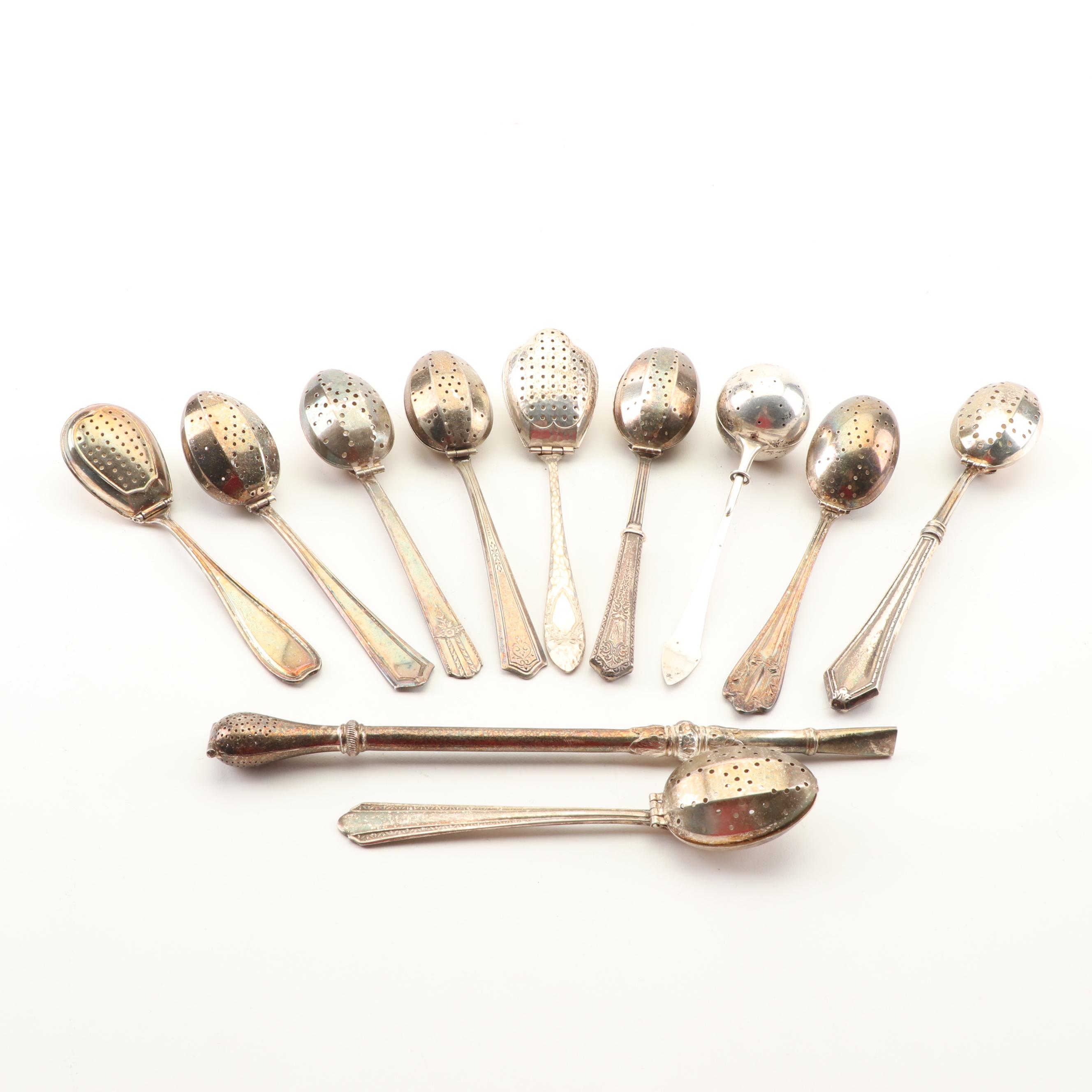 Silver Plate and Sterling Tea Infusers with Alpacca Silver Yerba Mate Straw