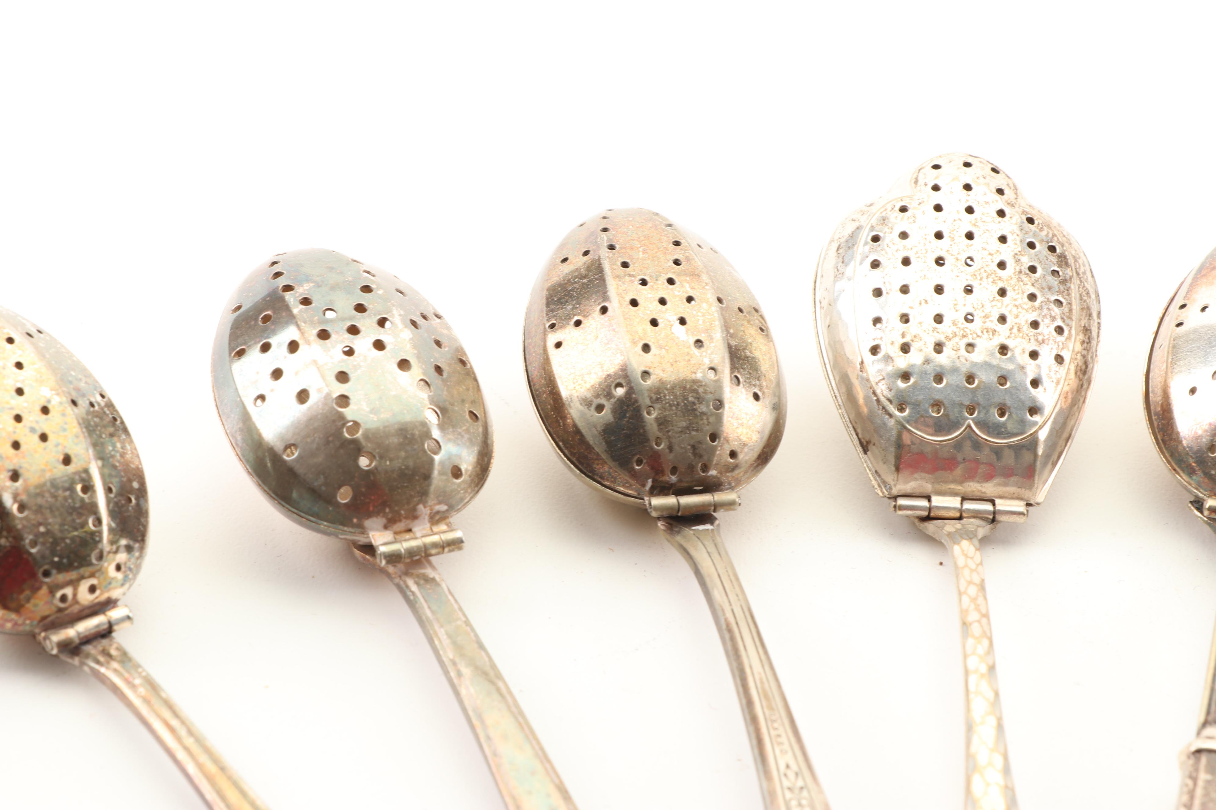 Silver Plate and Sterling Tea Infusers with Alpacca Silver Yerba Mate Straw
