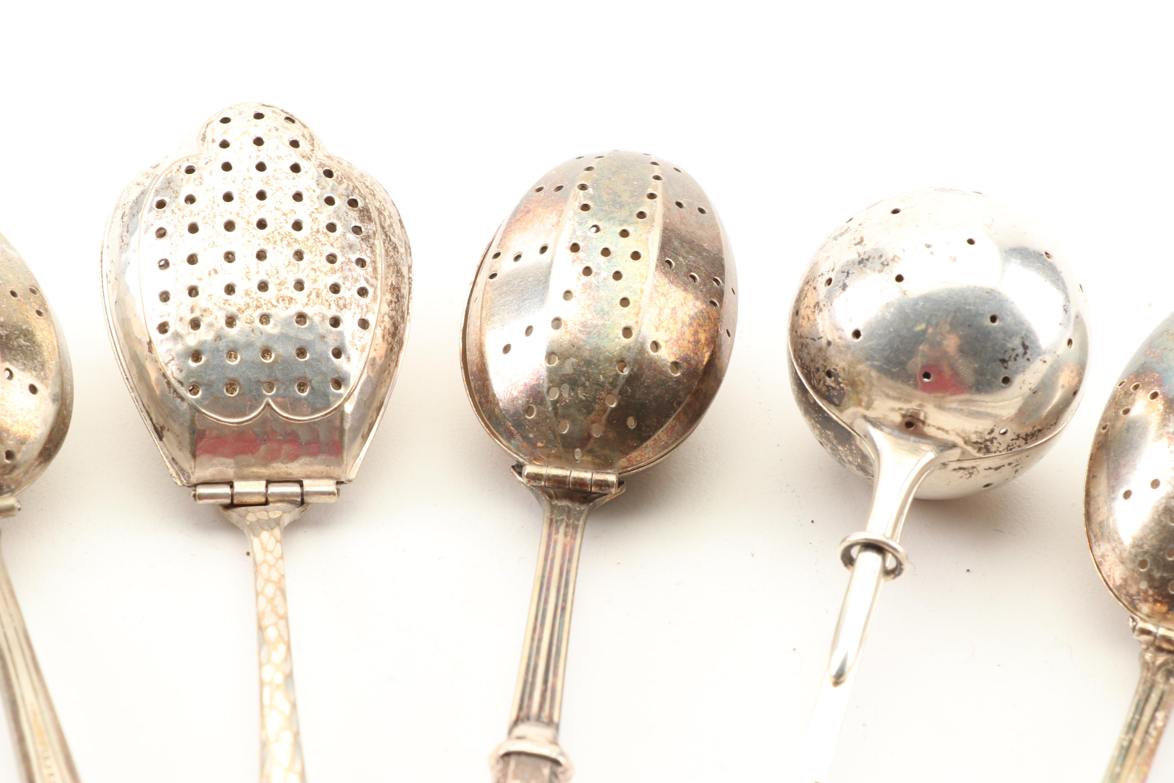 Silver Plate and Sterling Tea Infusers with Alpacca Silver Yerba Mate Straw