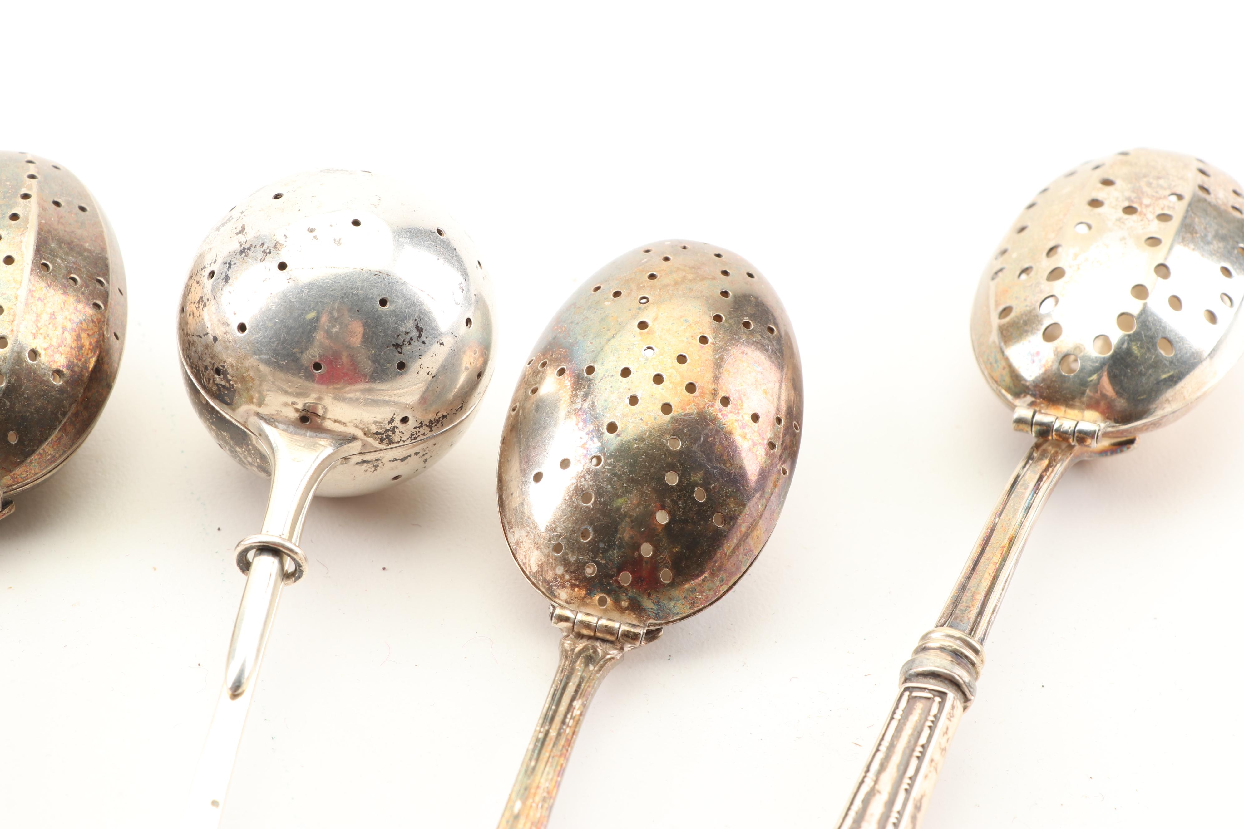 Silver Plate and Sterling Tea Infusers with Alpacca Silver Yerba Mate Straw