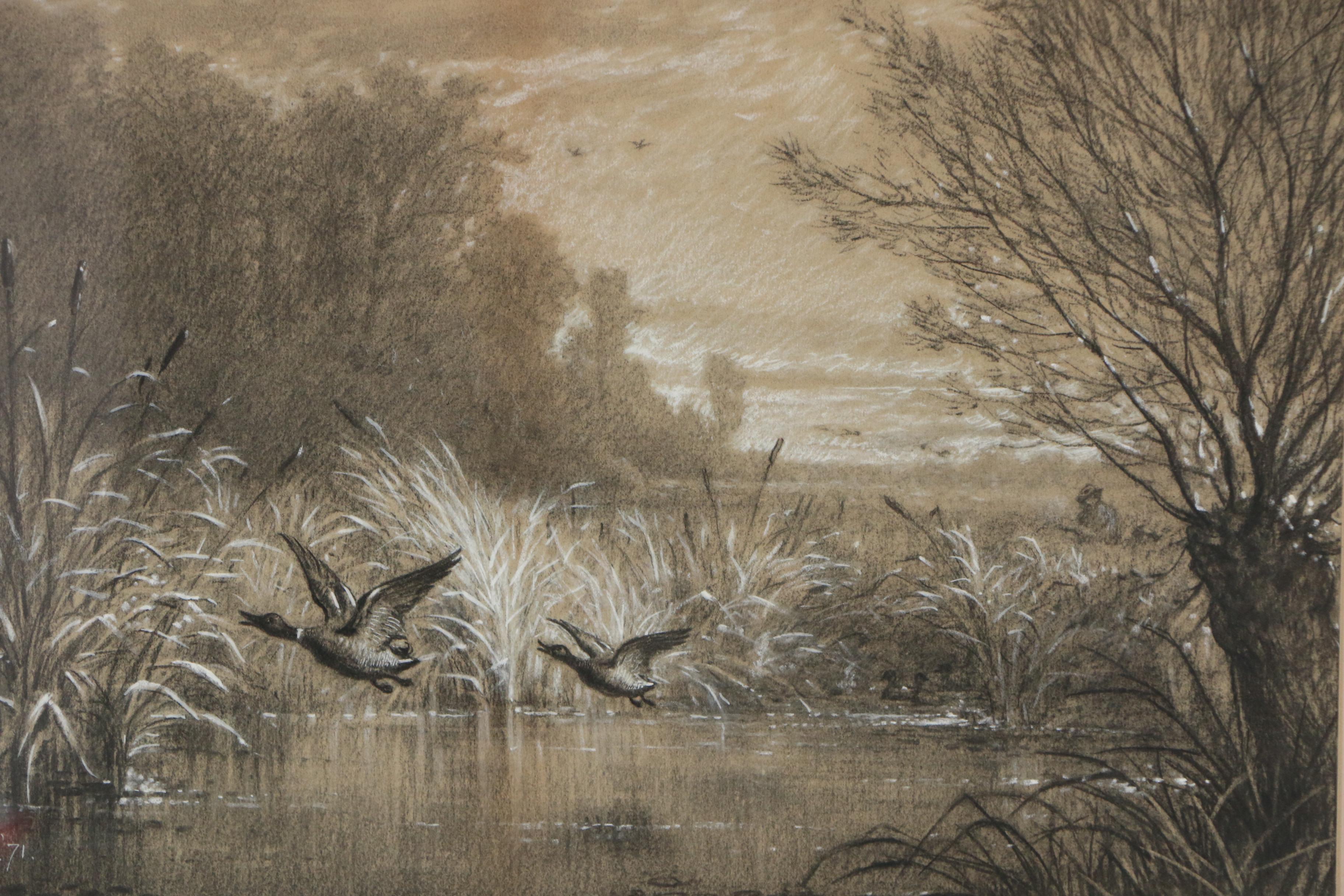 Virgil Macy Williams Charcoal and Gouache Drawing