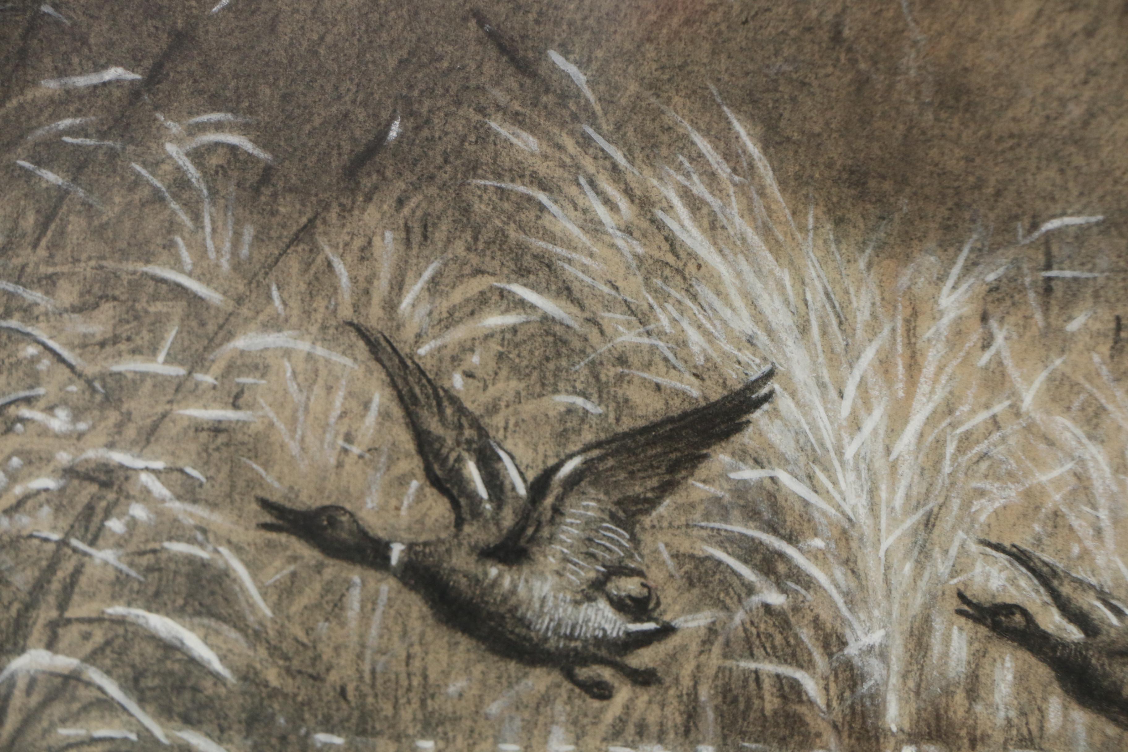 Virgil Macy Williams Charcoal and Gouache Drawing