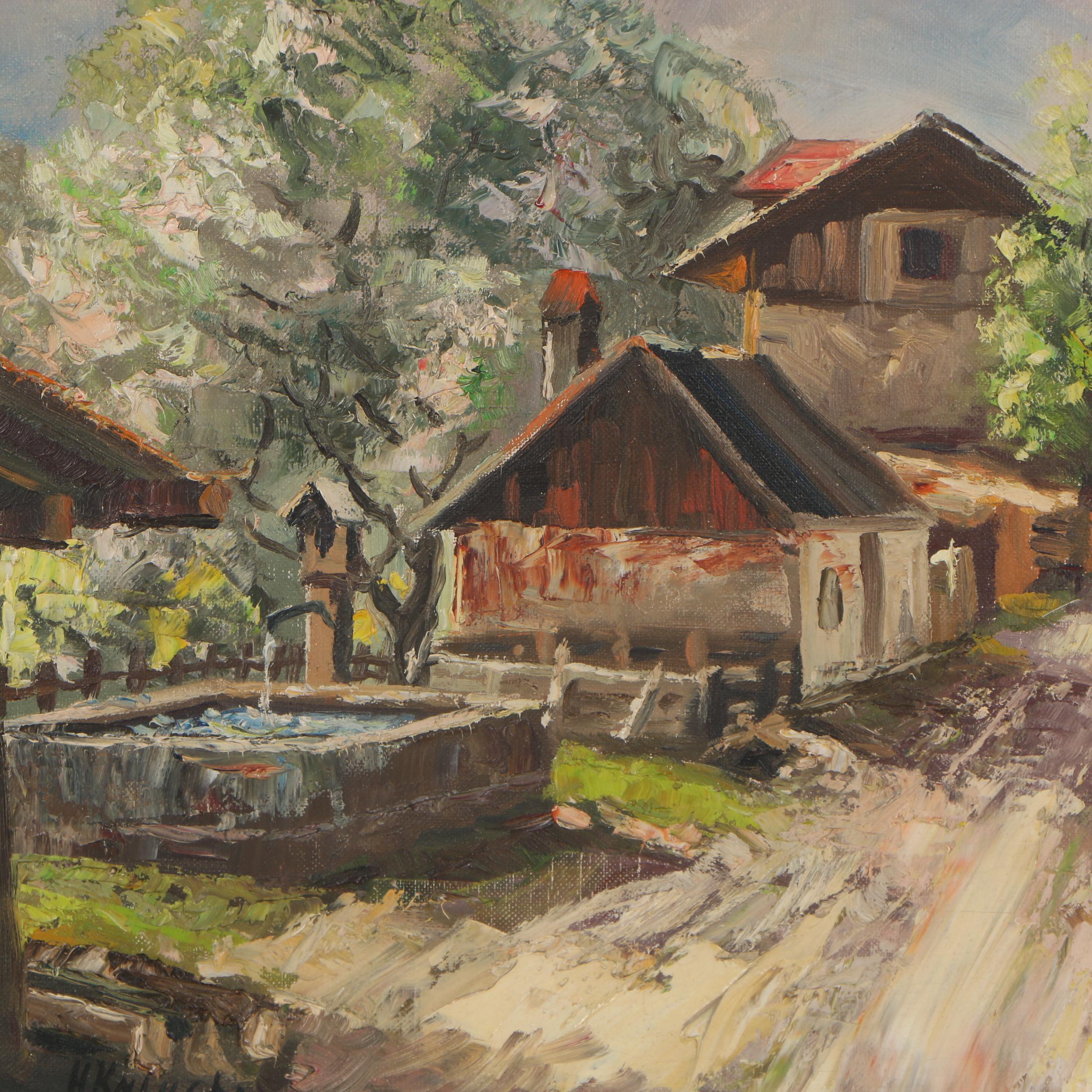 Hans Kaluske Oil Painting "Frühlingstraße Garmisch-Partenkirchen"