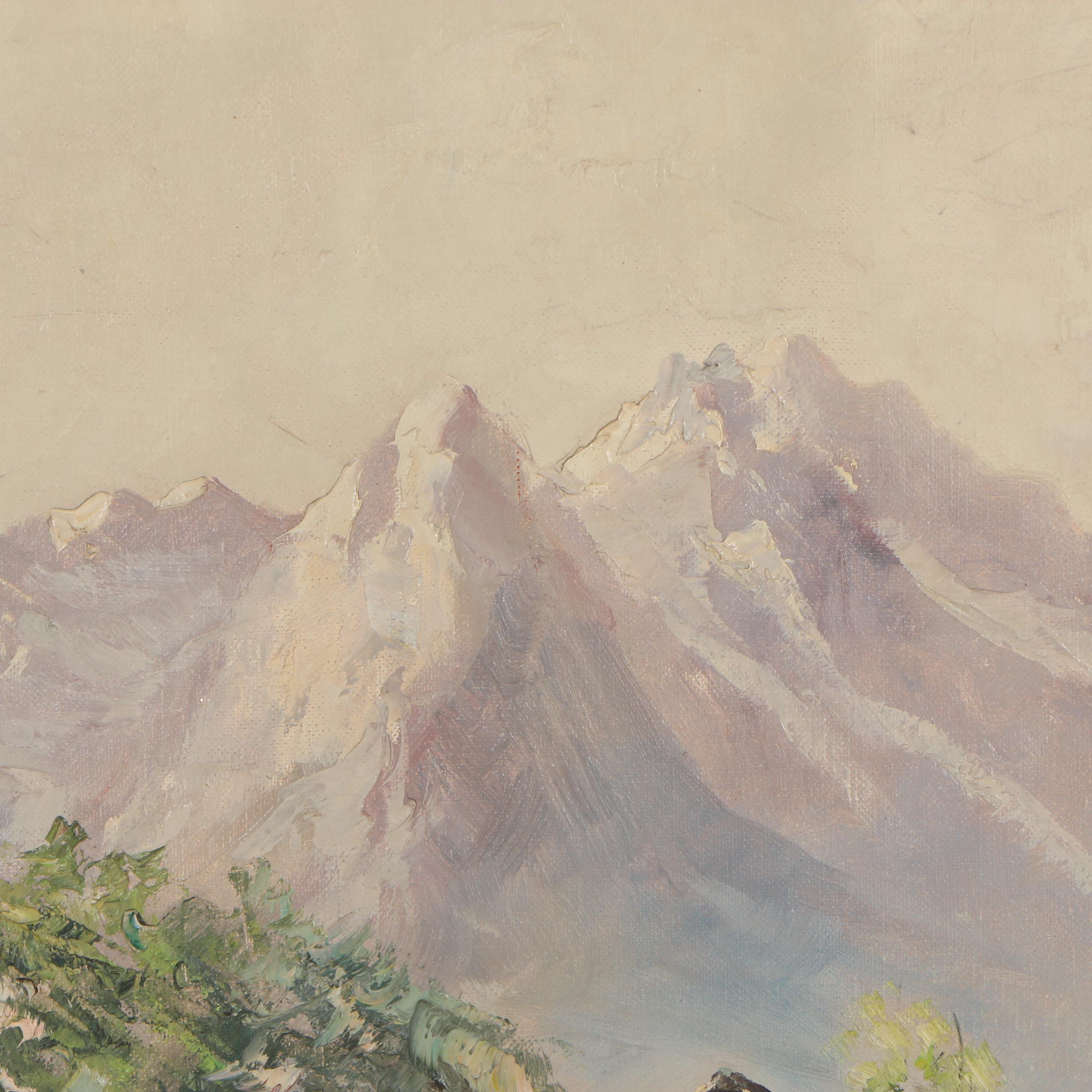 Hans Kaluske Oil Painting "Frühlingstraße Garmisch-Partenkirchen"