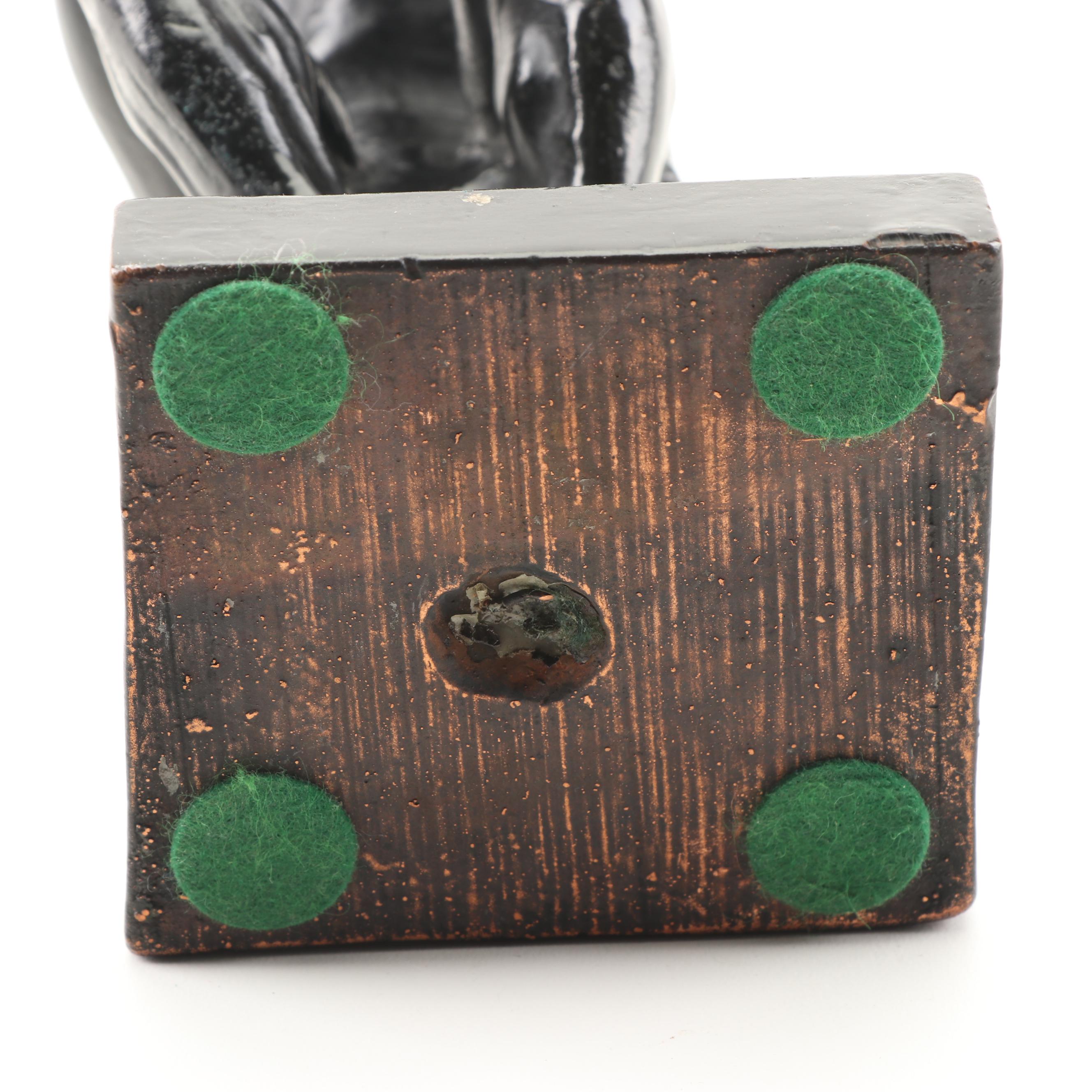 Cast Metal "The Thinker" Figurine After Rodin and a Greek Porcelain Vase